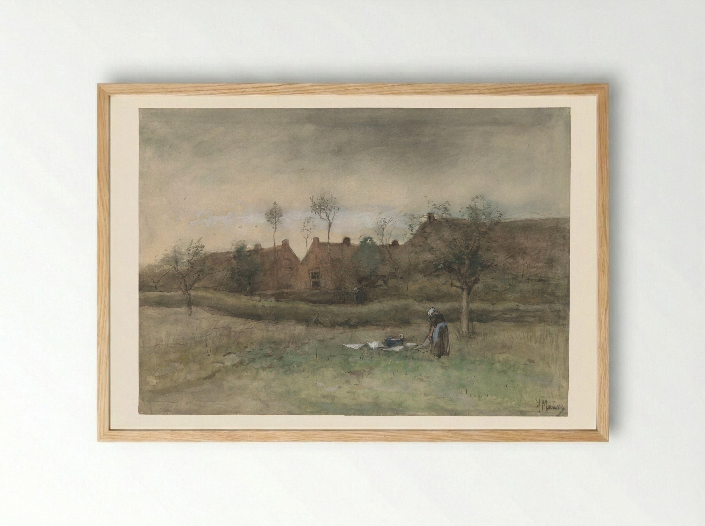 Bleekveld (Bleaching Field) - Anton Mauve - Framed Print Wood