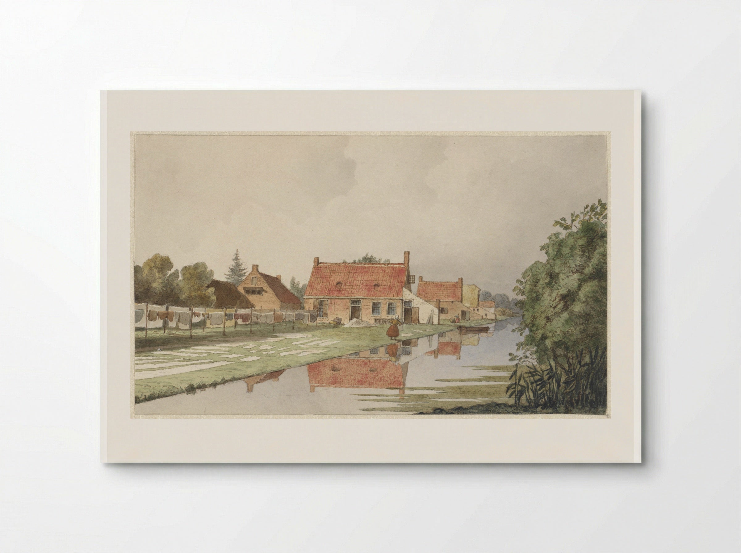 Blekerijen achter een vaart - Hendrik Abraham Klinkhamer - Poster