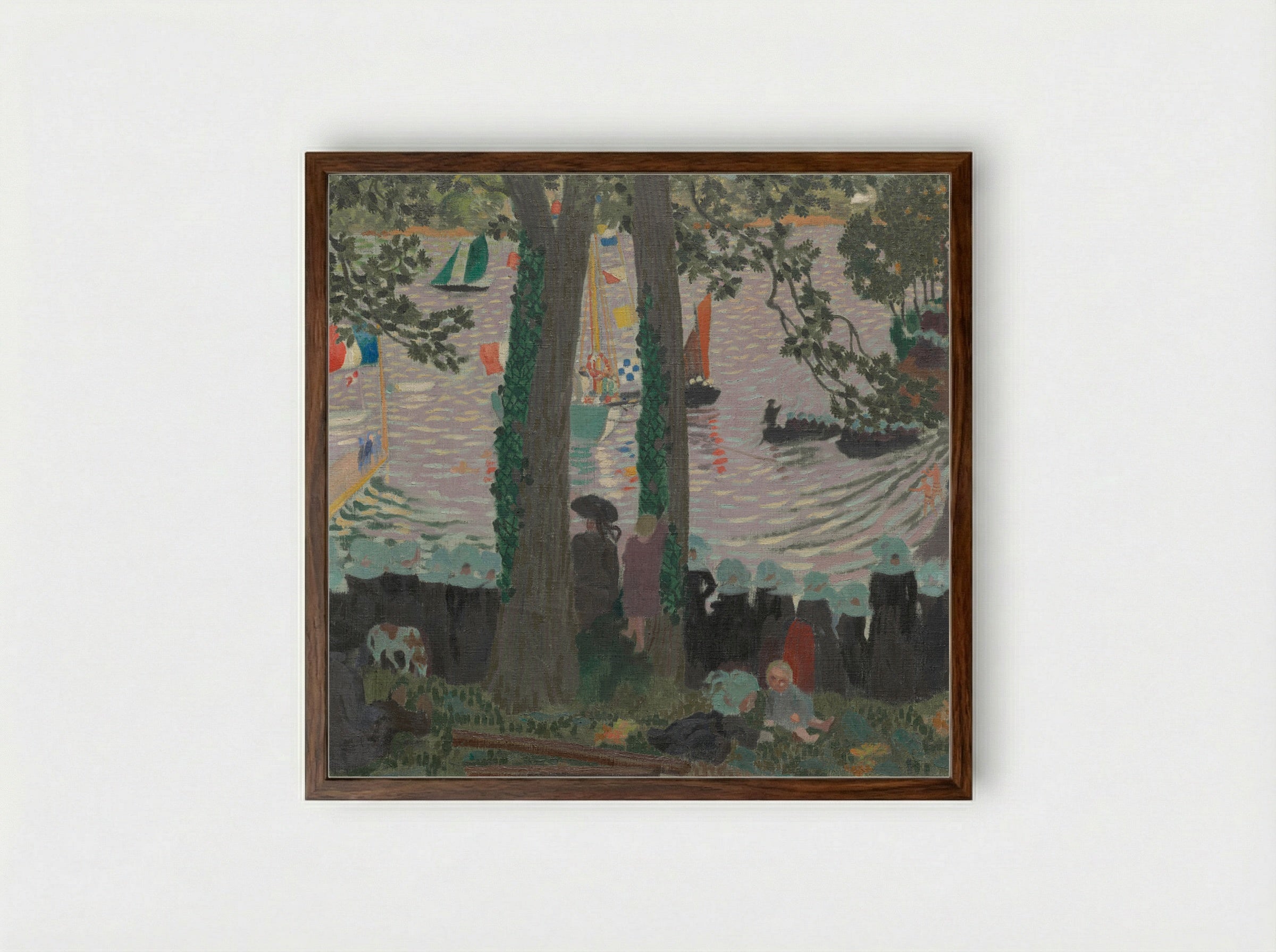 Blessing of a Yacht on the Belon River - Maurice Denis - Framed Print Dark Wood
