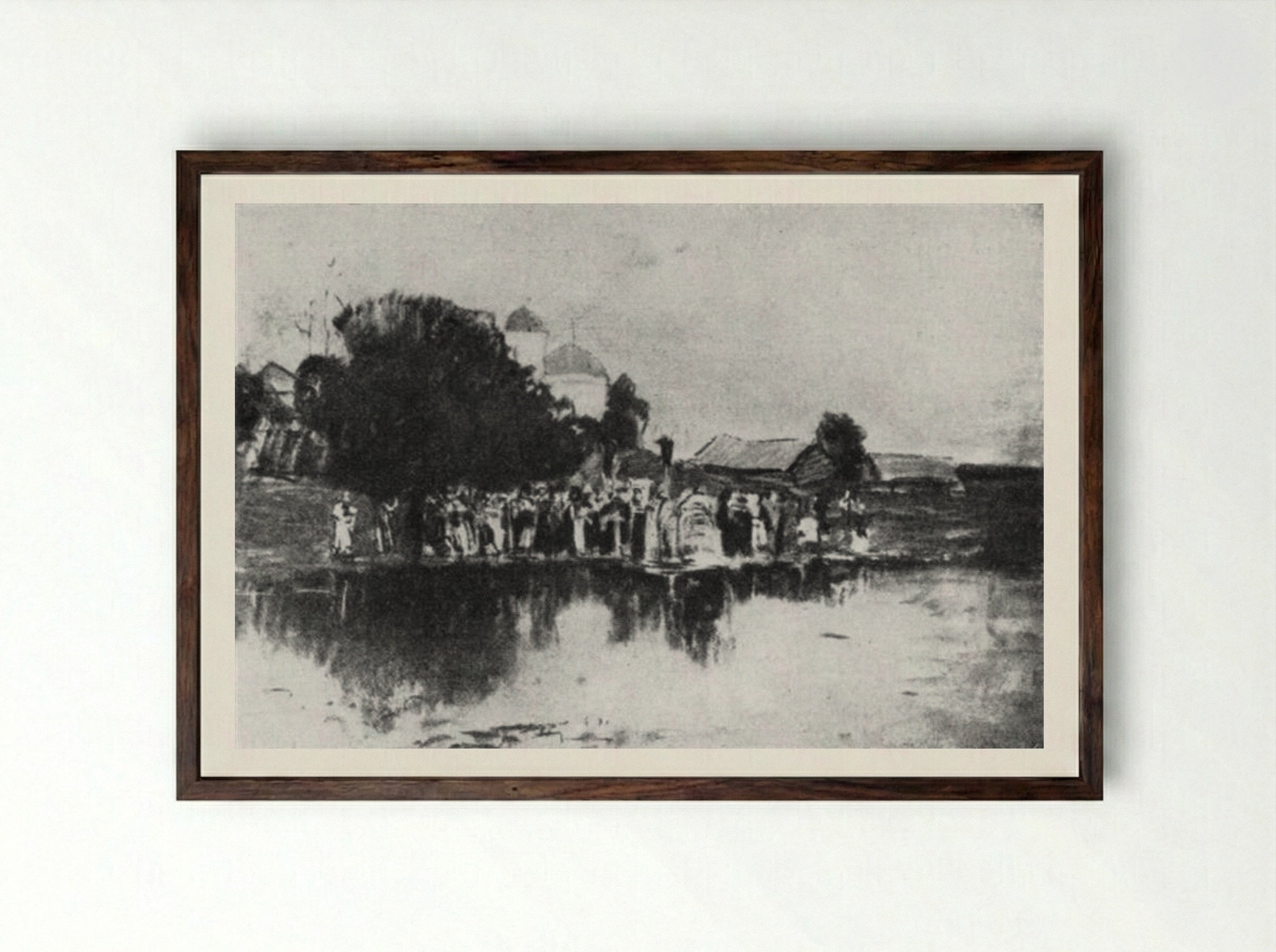 Blessing of the Waters - Isaac Levitan - Framed Print Dark Wood