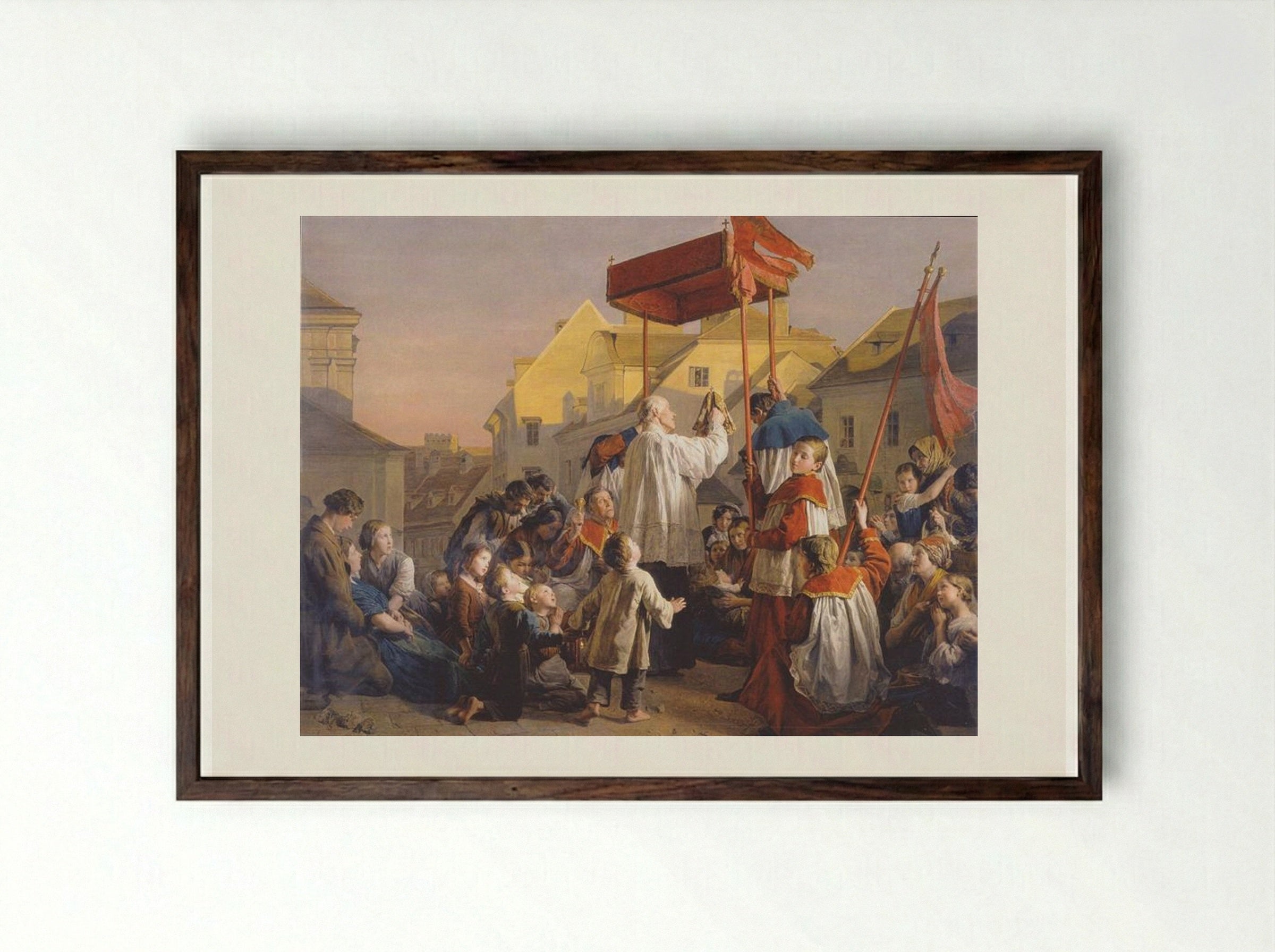 Blessing - Ferdinand Georg Waldmüller - Framed Print Dark Wood