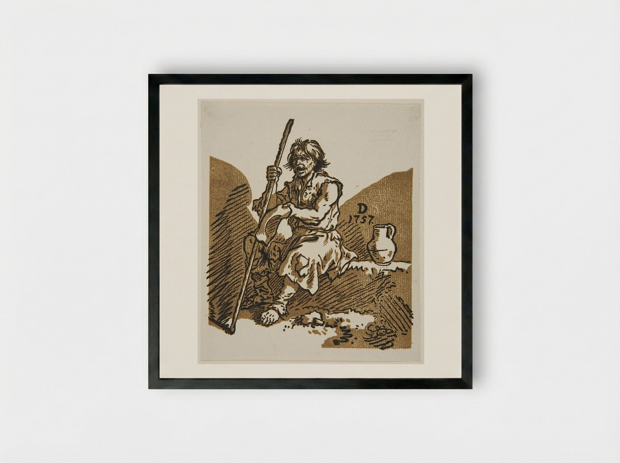 Blind Beggar - Christian Wilhelm Ernst Dietrich - Framed Print Black