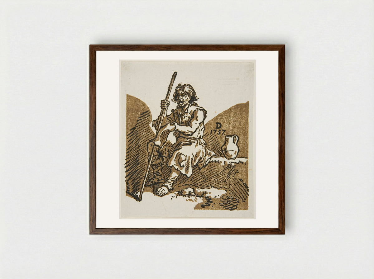 Blind Beggar - Christian Wilhelm Ernst Dietrich - Framed Print Dark Wood