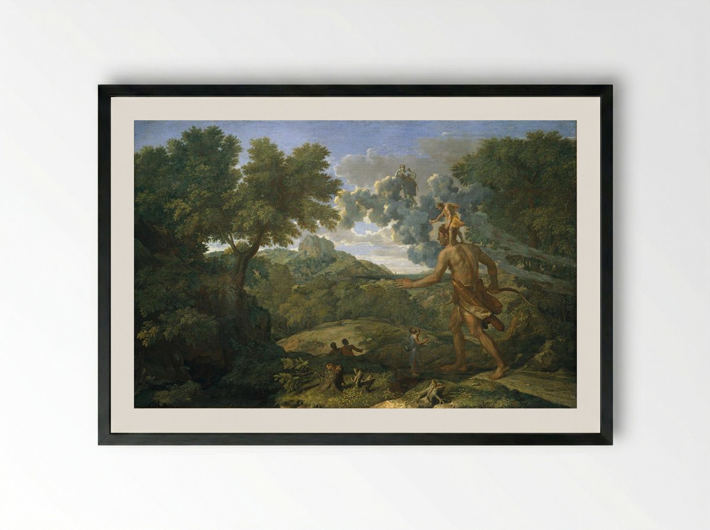 Blind Orion Searching for the Rising Sun - Nicolas Poussin - Framed Print Black