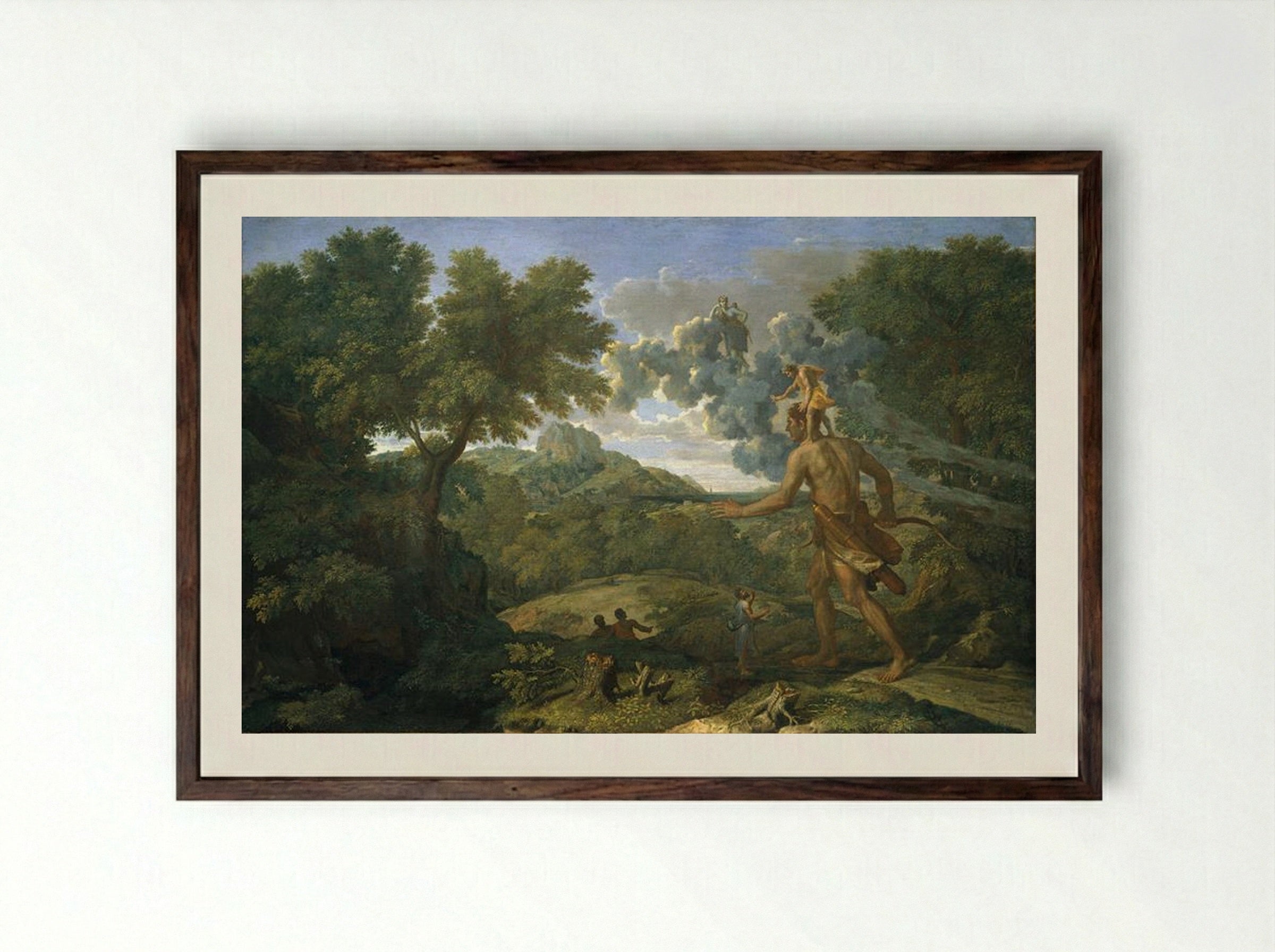 Blind Orion Searching for the Rising Sun - Nicolas Poussin - Framed Print Dark Wood