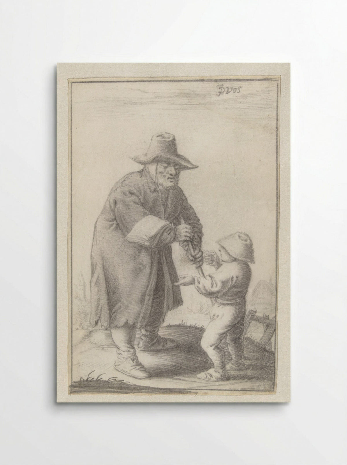 Blind Song Seller and Boy - J. de Vos - Poster