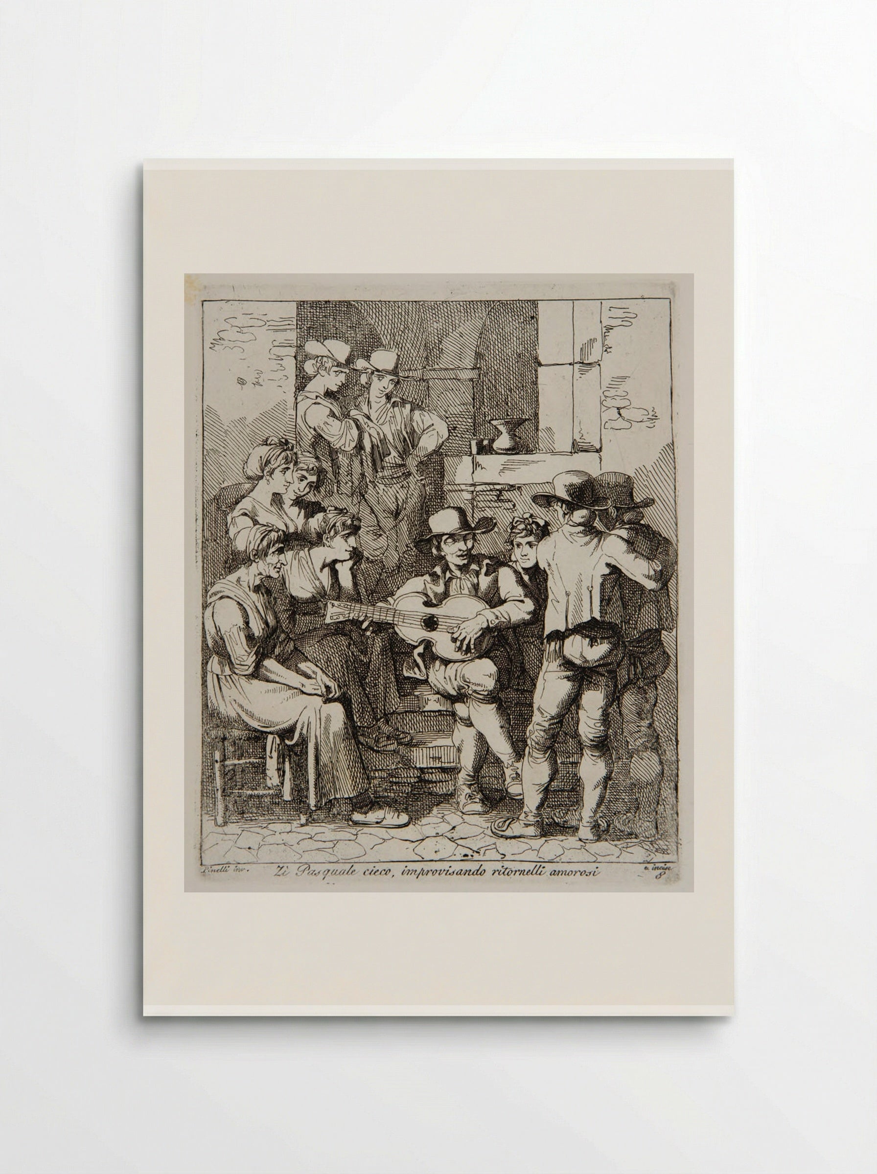 Blind Uncle Pasquale Improvising Love Refrains - Bartolomeo Pinelli - Poster