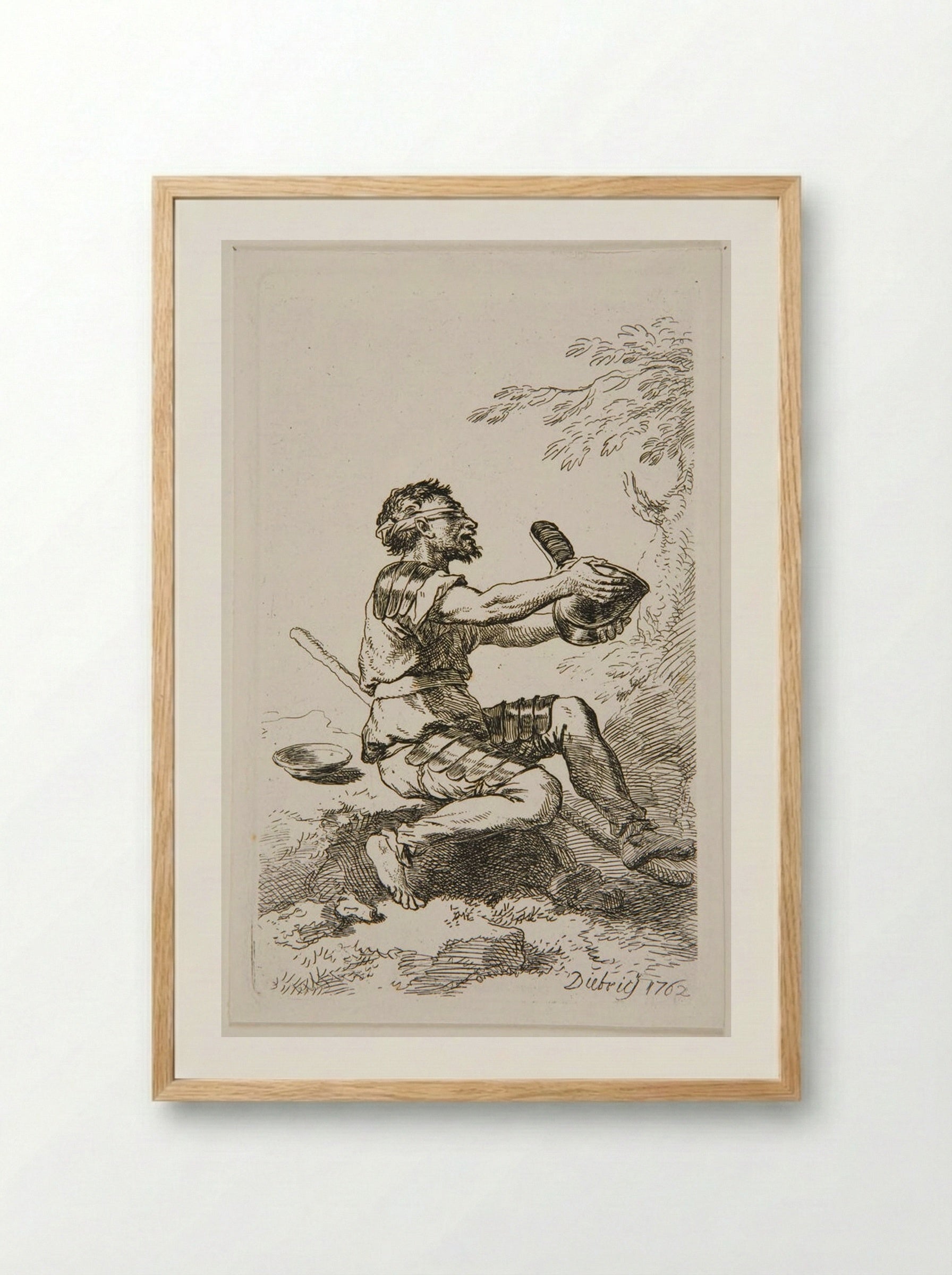 Blind Warrior Begging - Christian Wilhelm Ernst Dietrich - Framed Print Wood
