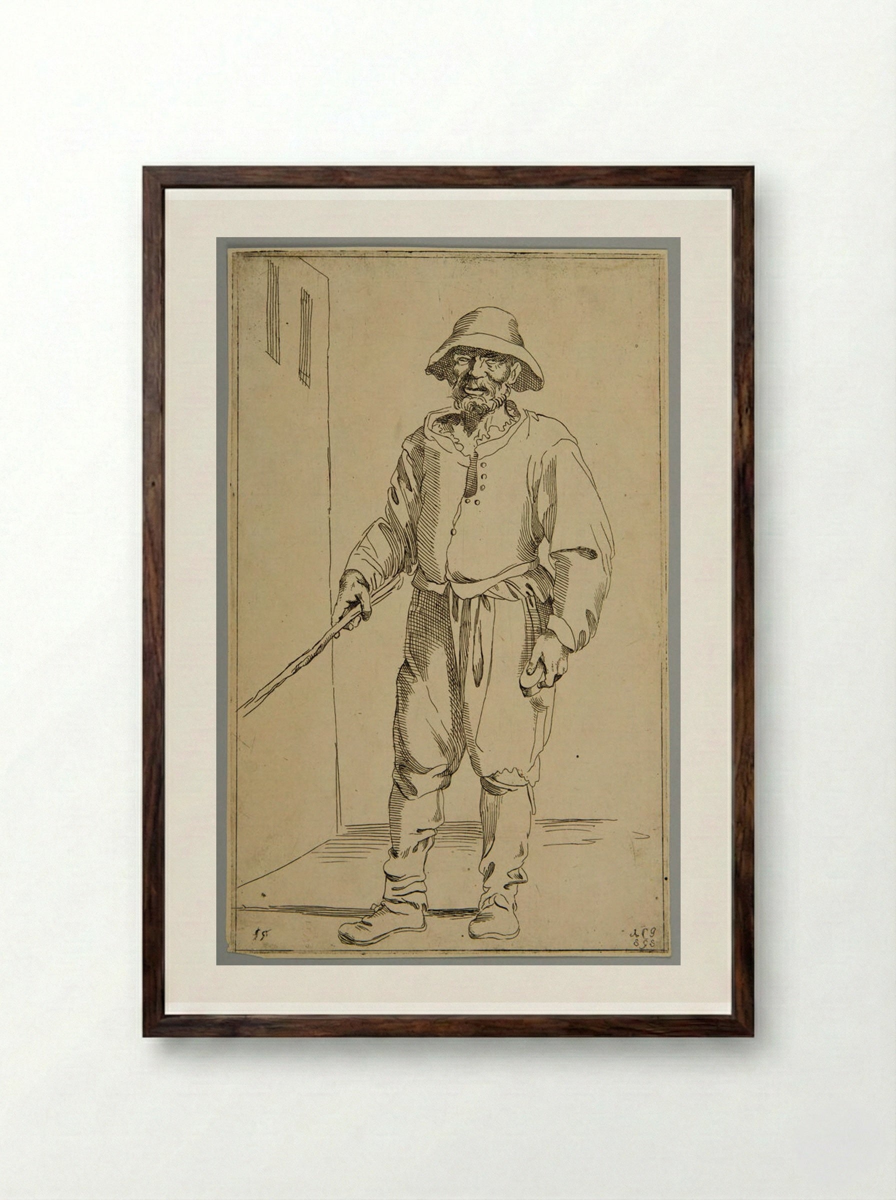 Blind man with a remedy for corns! (Plate 55) - Simon Guillain - Framed Print Dark Wood