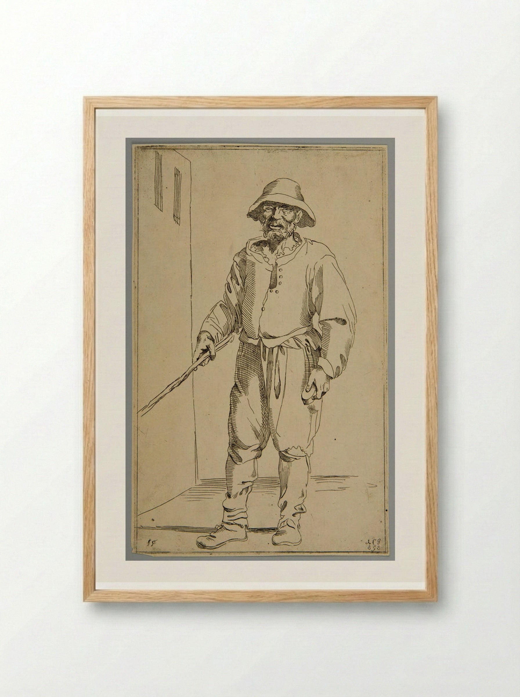 Blind man with a remedy for corns! (Plate 55) - Simon Guillain - Framed Print Wood