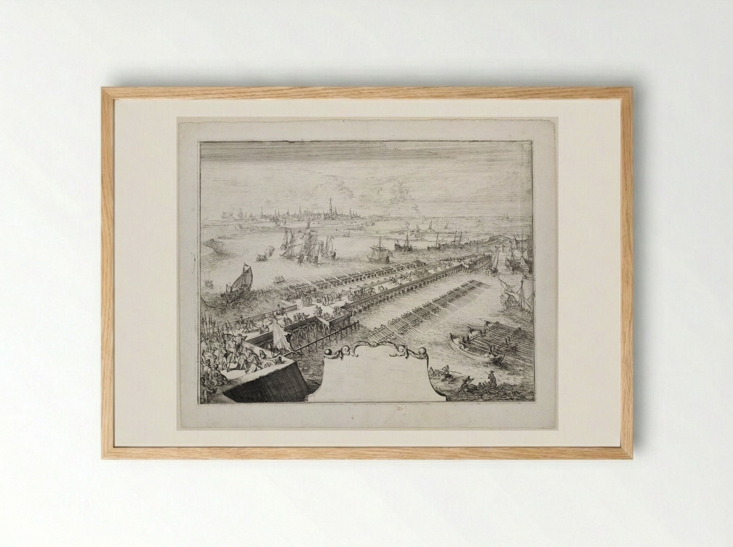 Blockade of Antwerp, 1585 - Romeyn de Hooghe - Framed Print Wood
