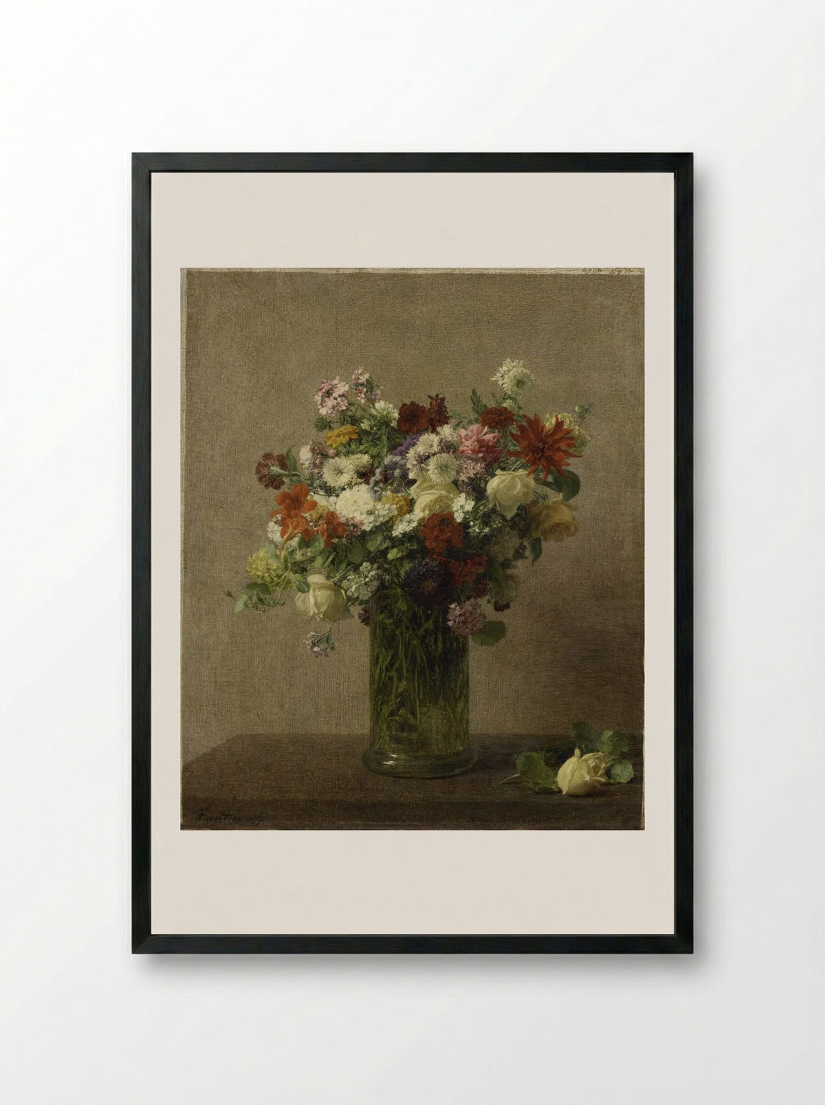 Bloemen uit Normandië - Henri Fantin-Latour - Framed Print Black