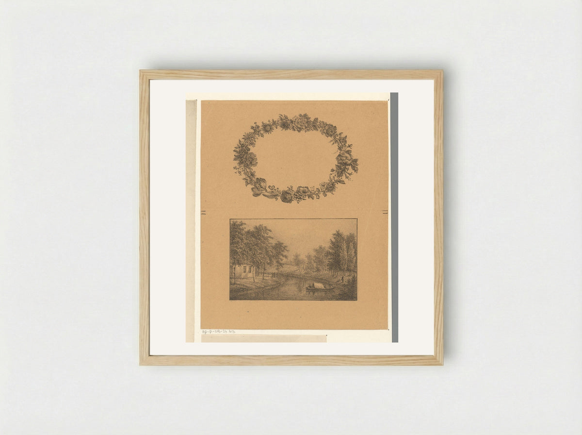 Bloemenkrans en rivier - Pieter Bartholomeusz. Barbiers - Framed Print Wood