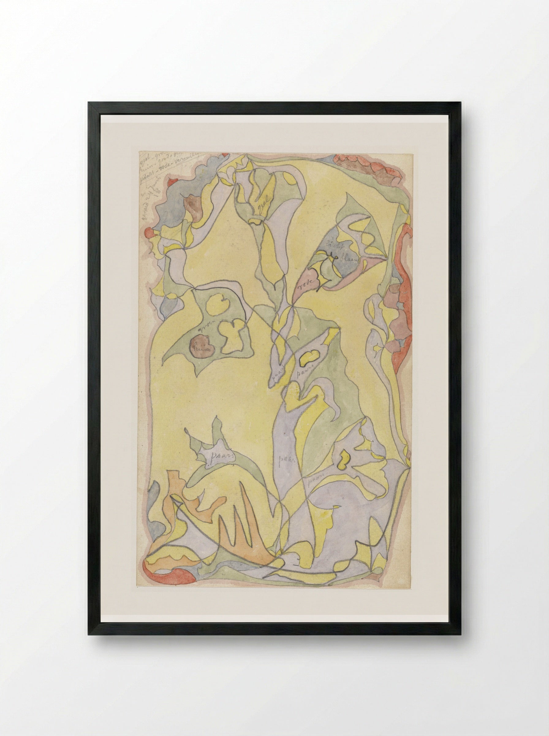 Bloemmotieven op een geel fond - Theo Colenbrander - Framed Print Black
