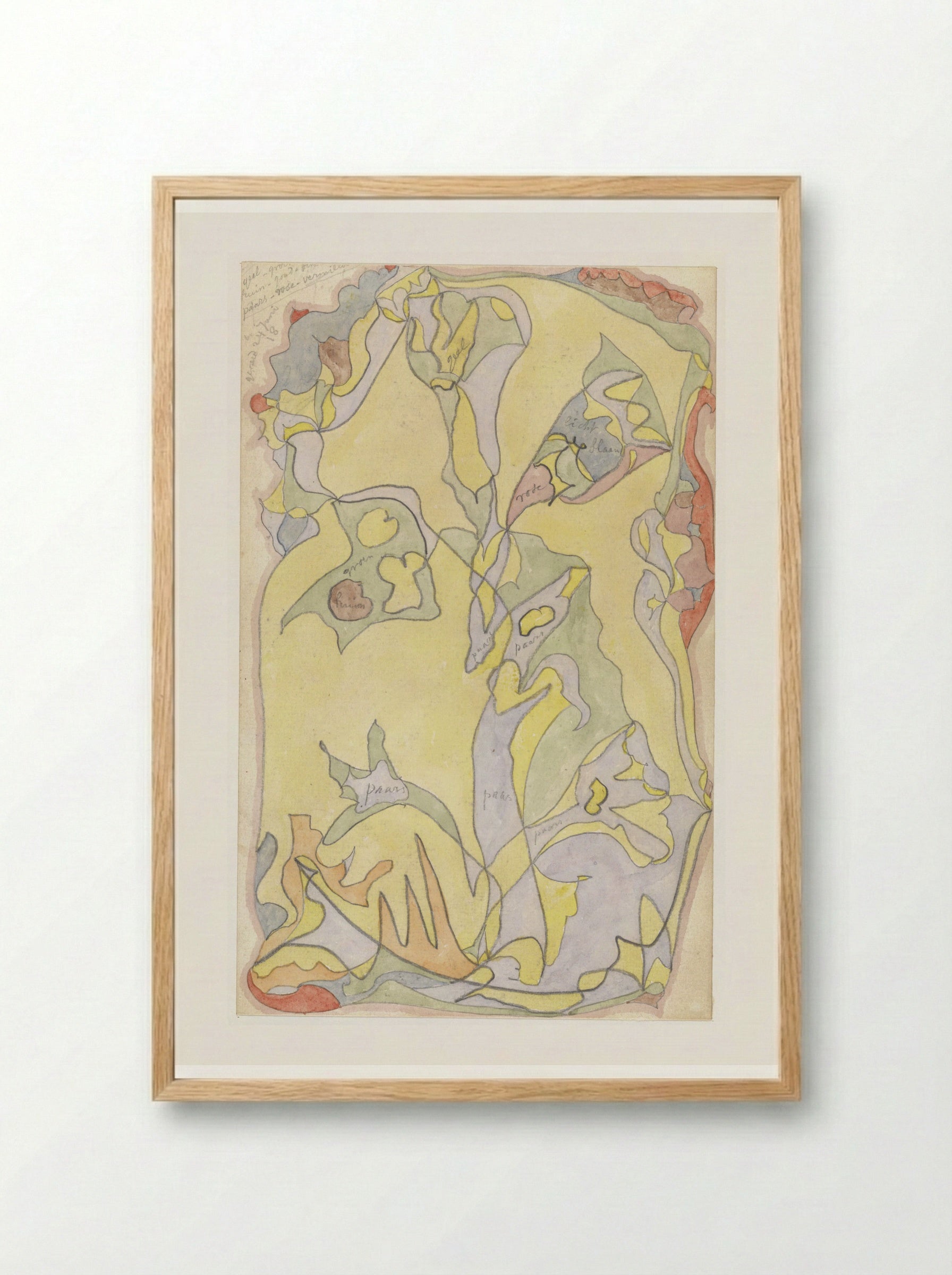 Bloemmotieven op een geel fond - Theo Colenbrander - Framed Print Wood