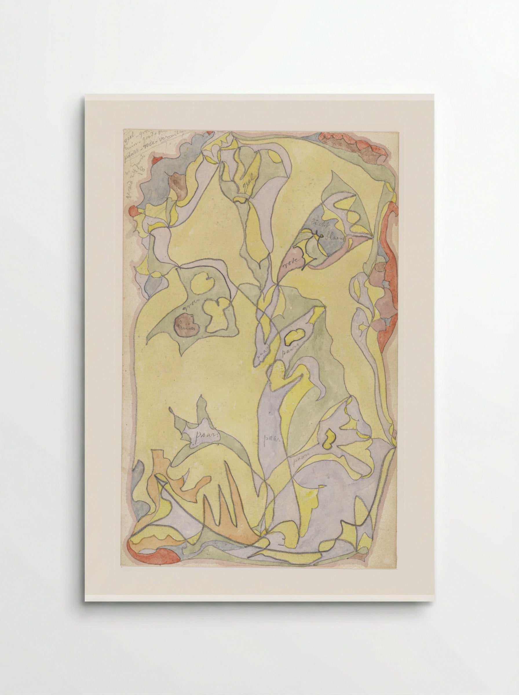 Bloemmotieven op een geel fond - Theo Colenbrander - Poster