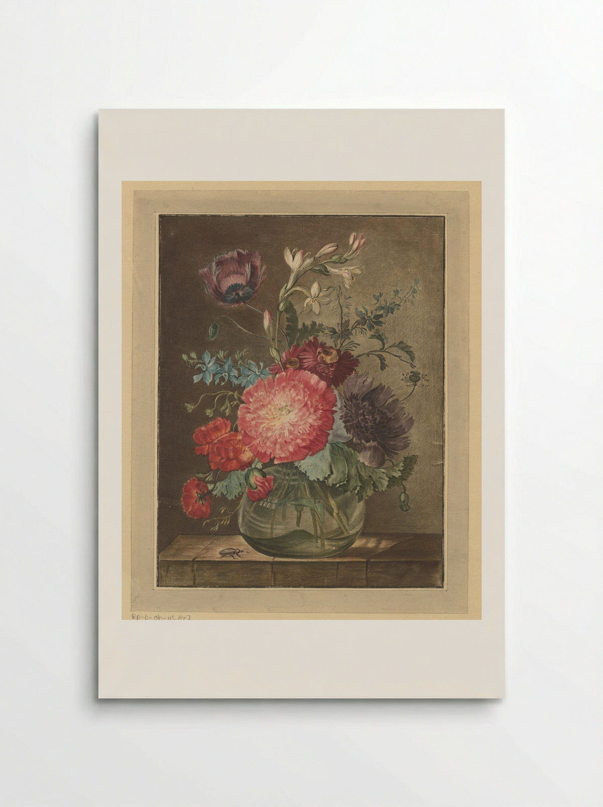 Bloemstilleven met insect - Emanuel Mathias Diemar - Poster