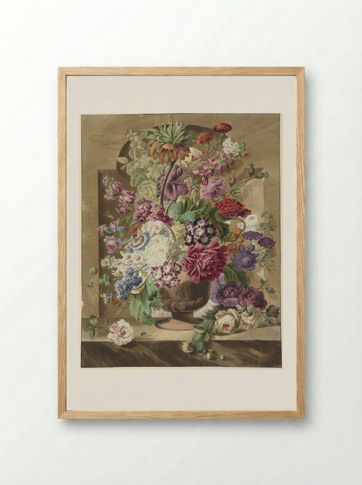 Bloemstuk (Floral Still Life) - Pieter van Loo - Framed Print Wood