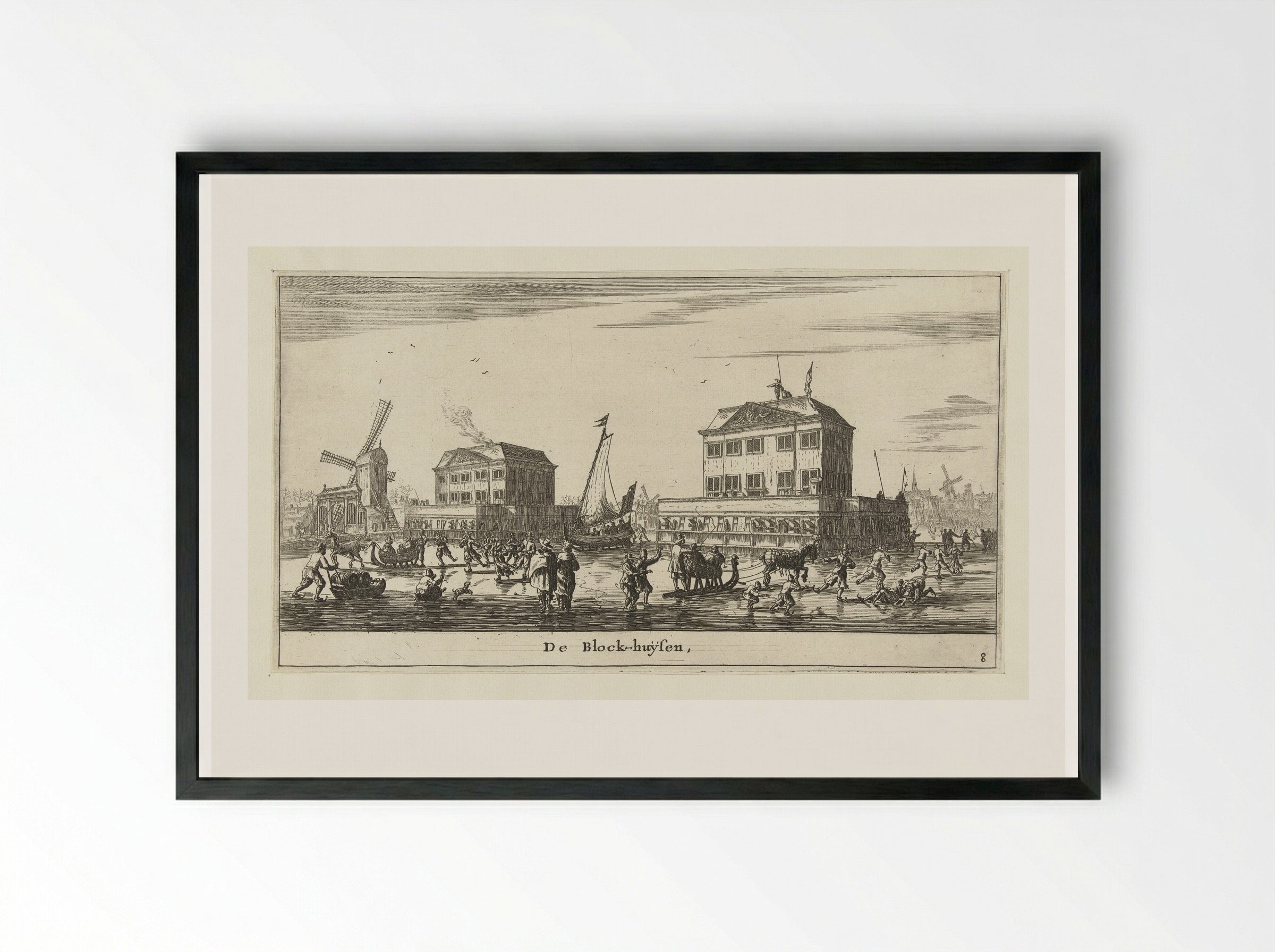 Blokhuizen op de Amstel - Reinier Nooms - Framed Print Black