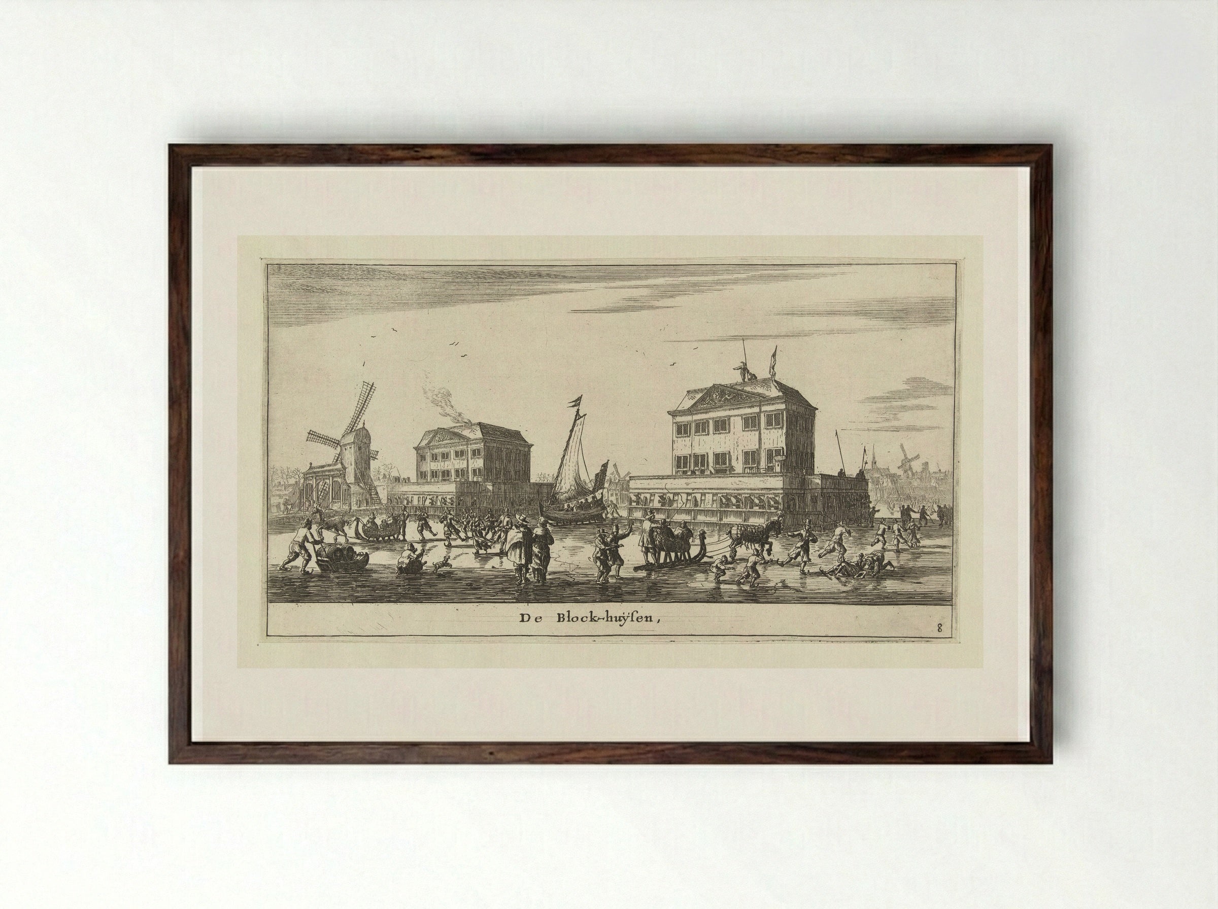 Blokhuizen op de Amstel - Reinier Nooms - Framed Print Dark Wood