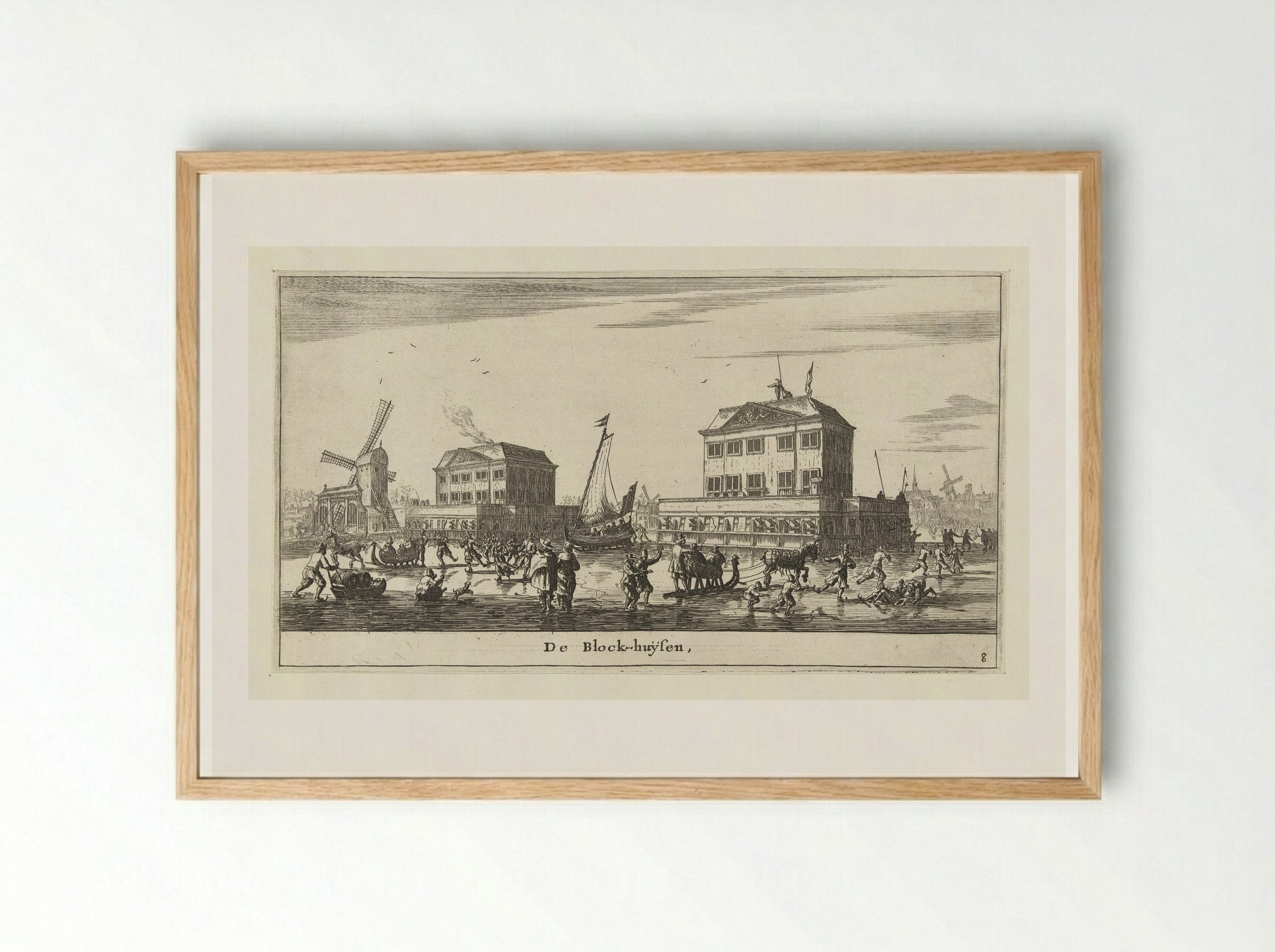 Blokhuizen op de Amstel - Reinier Nooms - Framed Print Wood