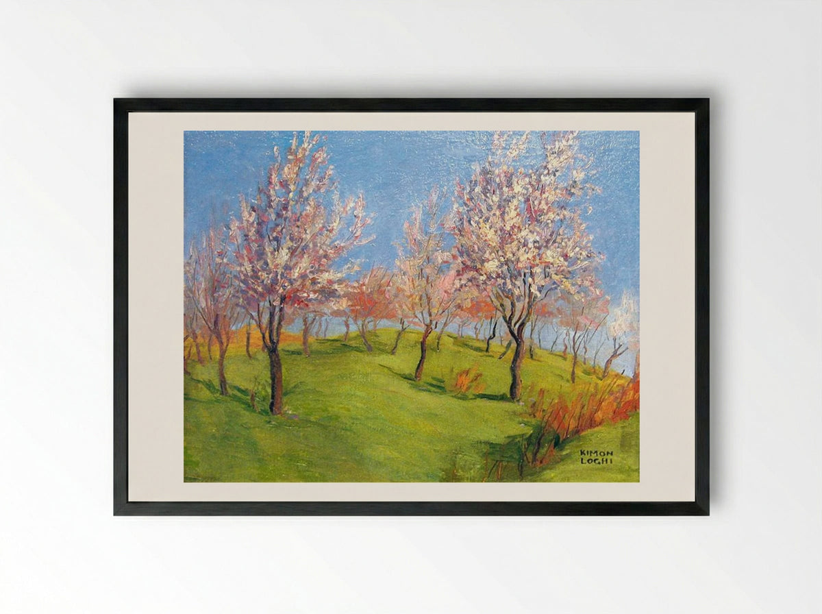 Blooming Apple Trees - Kimon Loghi - Framed Print Black