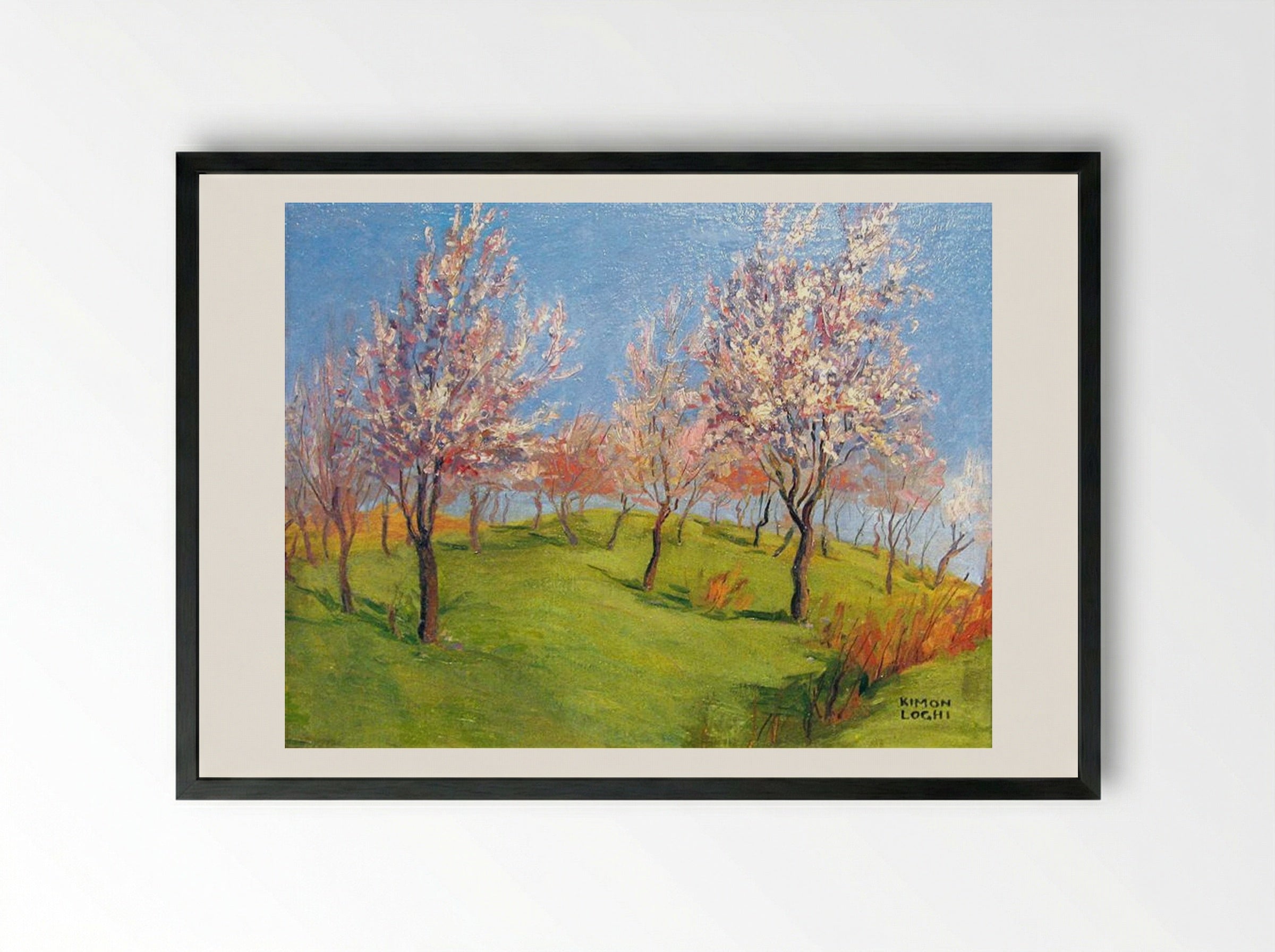 Blooming Apple Trees - Kimon Loghi - Framed Print Black