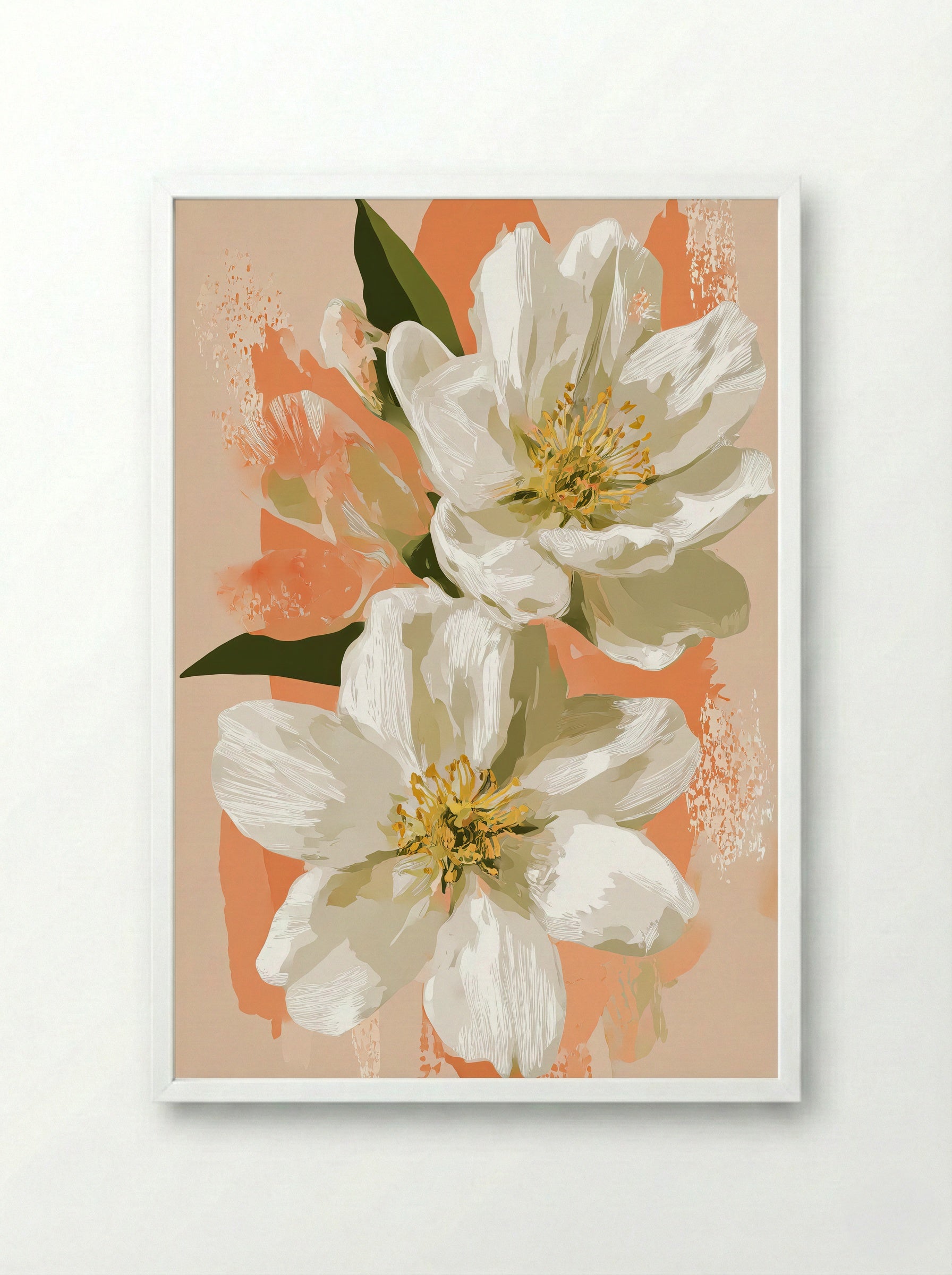 Blossom And Honeybee Harmony - Framed Print White