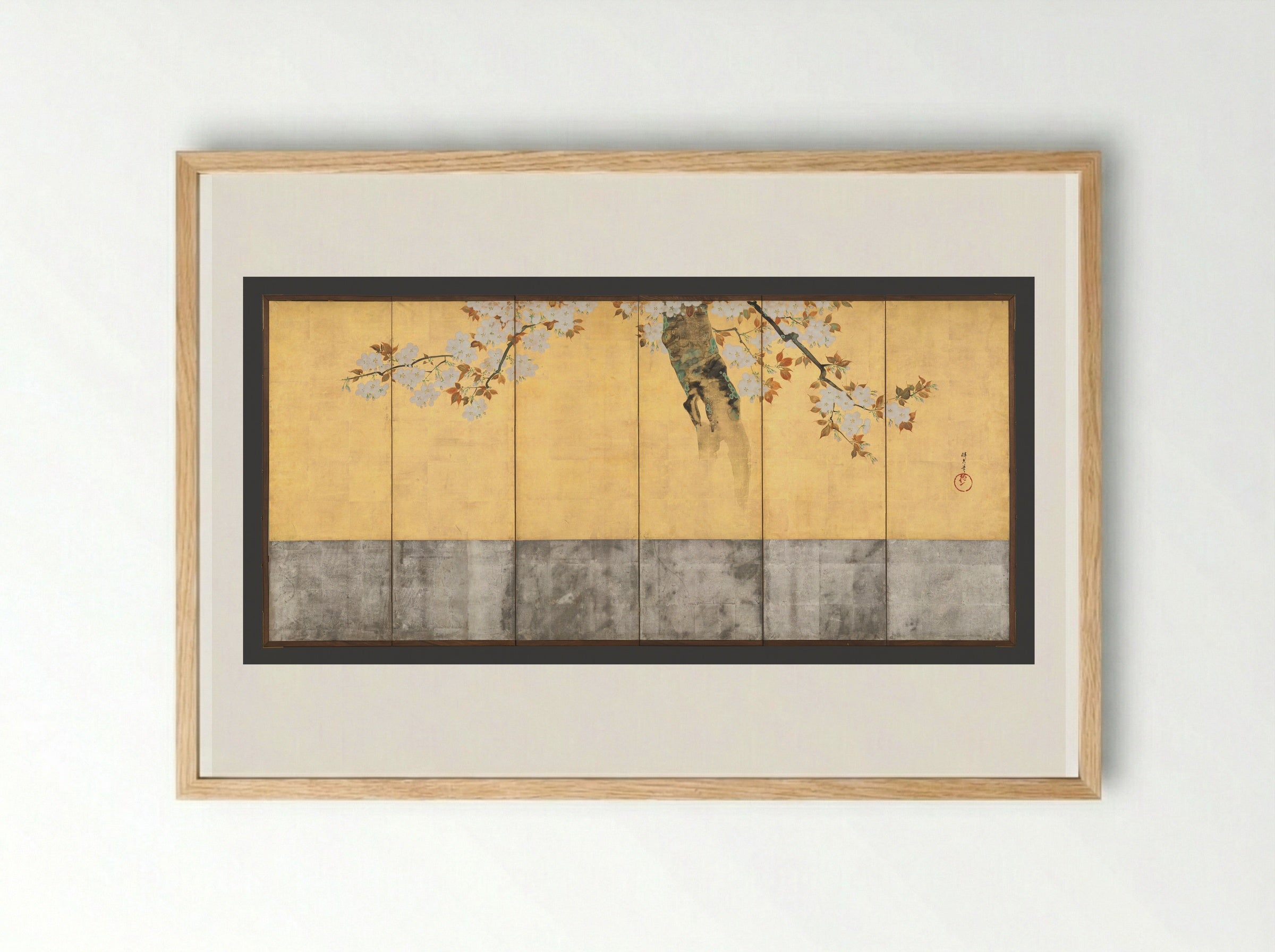 Blossoming Cherry Trees - Sakai Hōitsu - Framed Print Wood