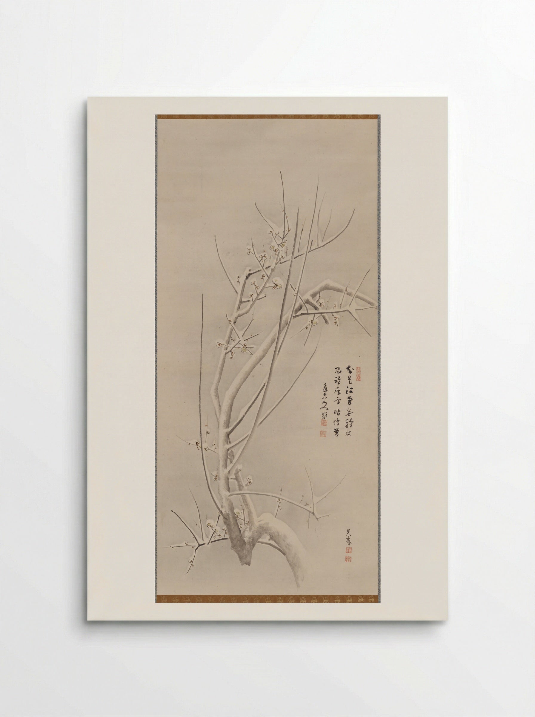 Blossoming Plum with Moon and Snow - Matsumura Gekkei (Goshun) - Poster