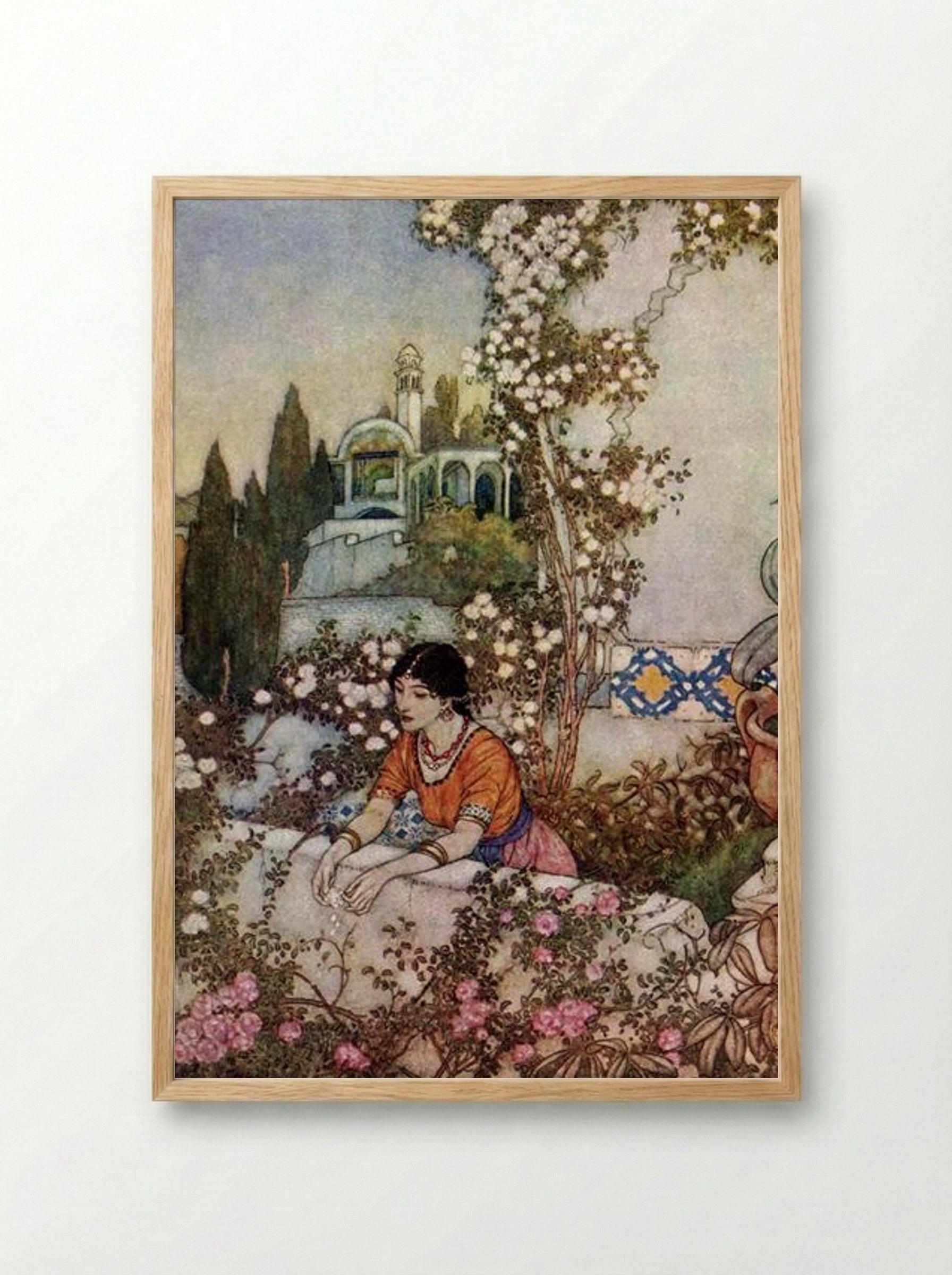 Blowing Rose - Edmund Dulac - Framed Print Wood