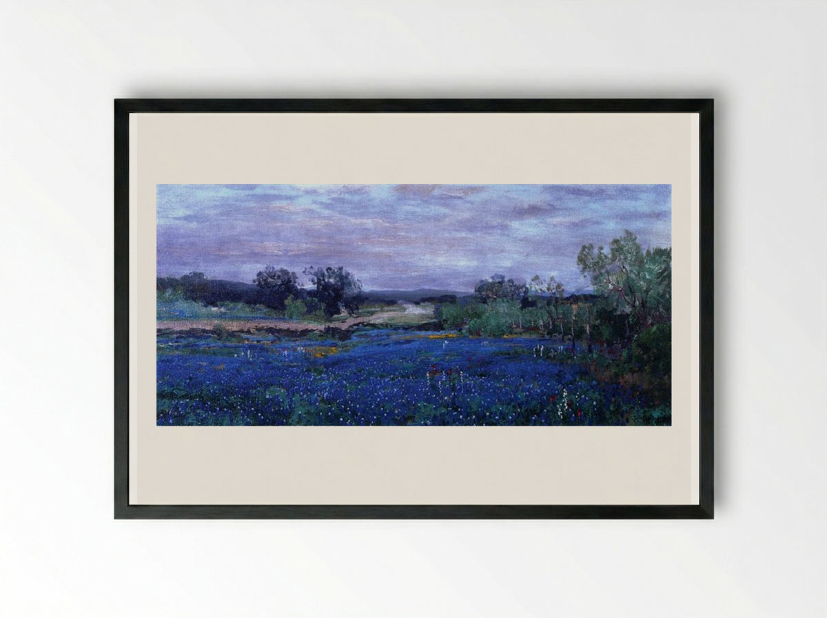 Blue Bonnets at Twilight - Robert Julian Onderdonk - Framed Print Black