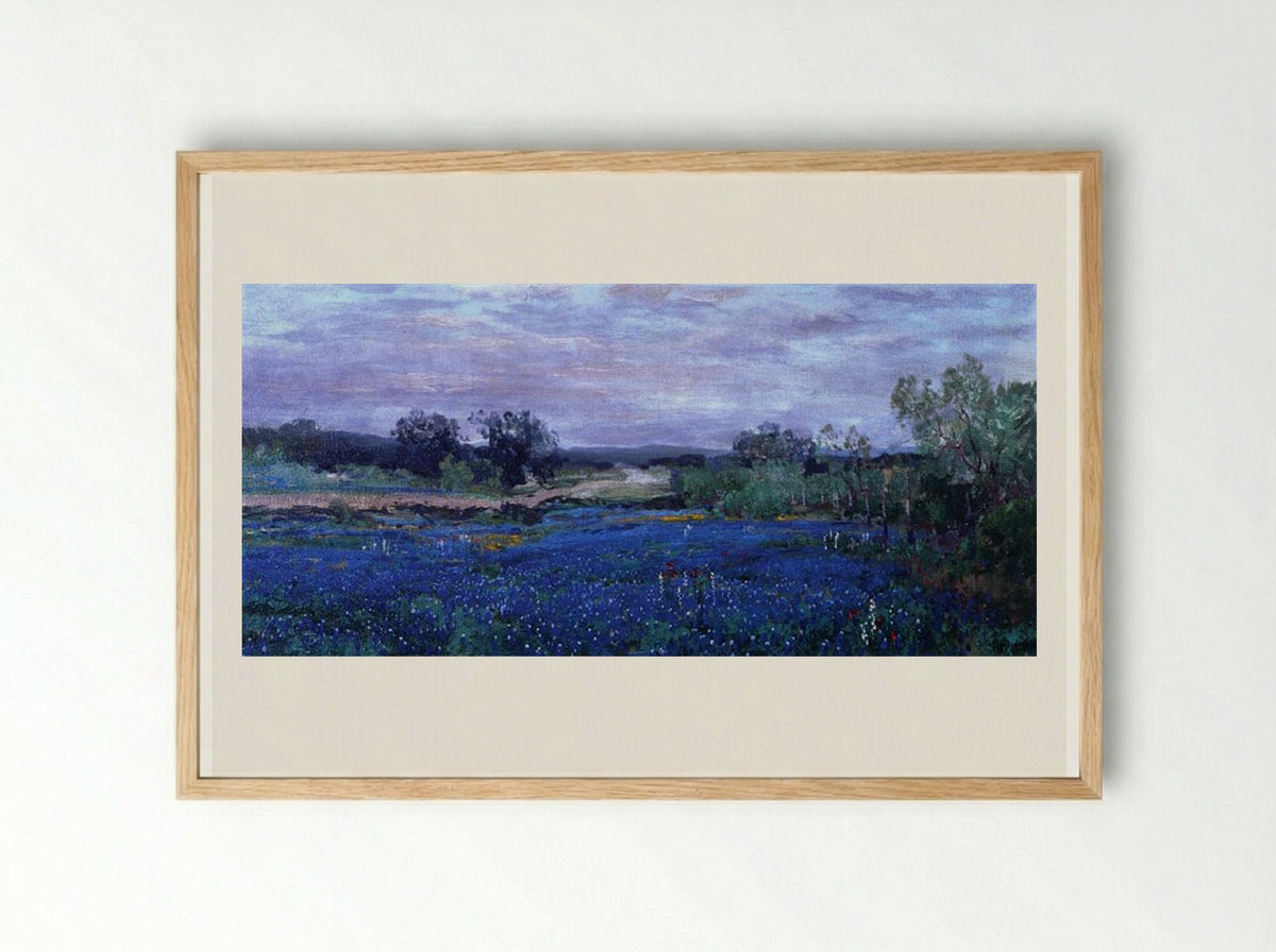 Blue Bonnets at Twilight - Robert Julian Onderdonk - Framed Print Wood