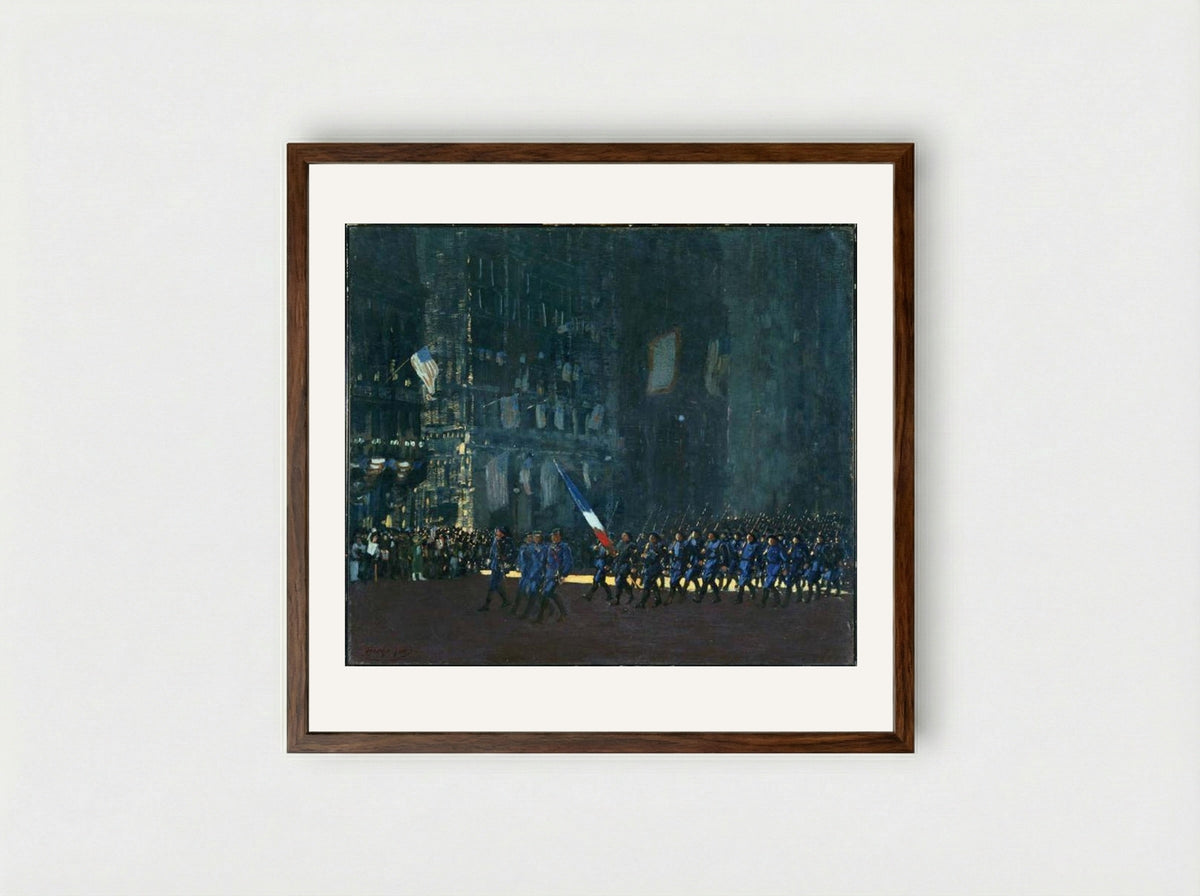 Blue Devils on Fifth Avenue - George Luks - Framed Print Dark Wood