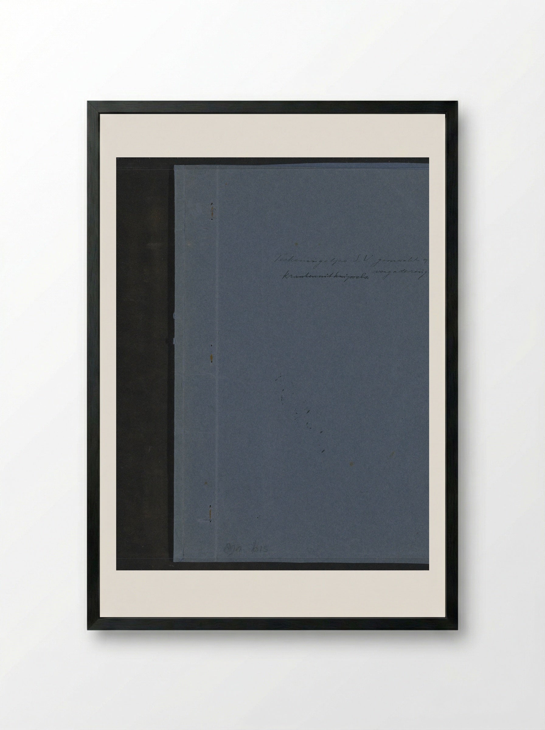 Blue Folder with Sketchbook Fragments and Documents - Jan Veth - Framed Print Black