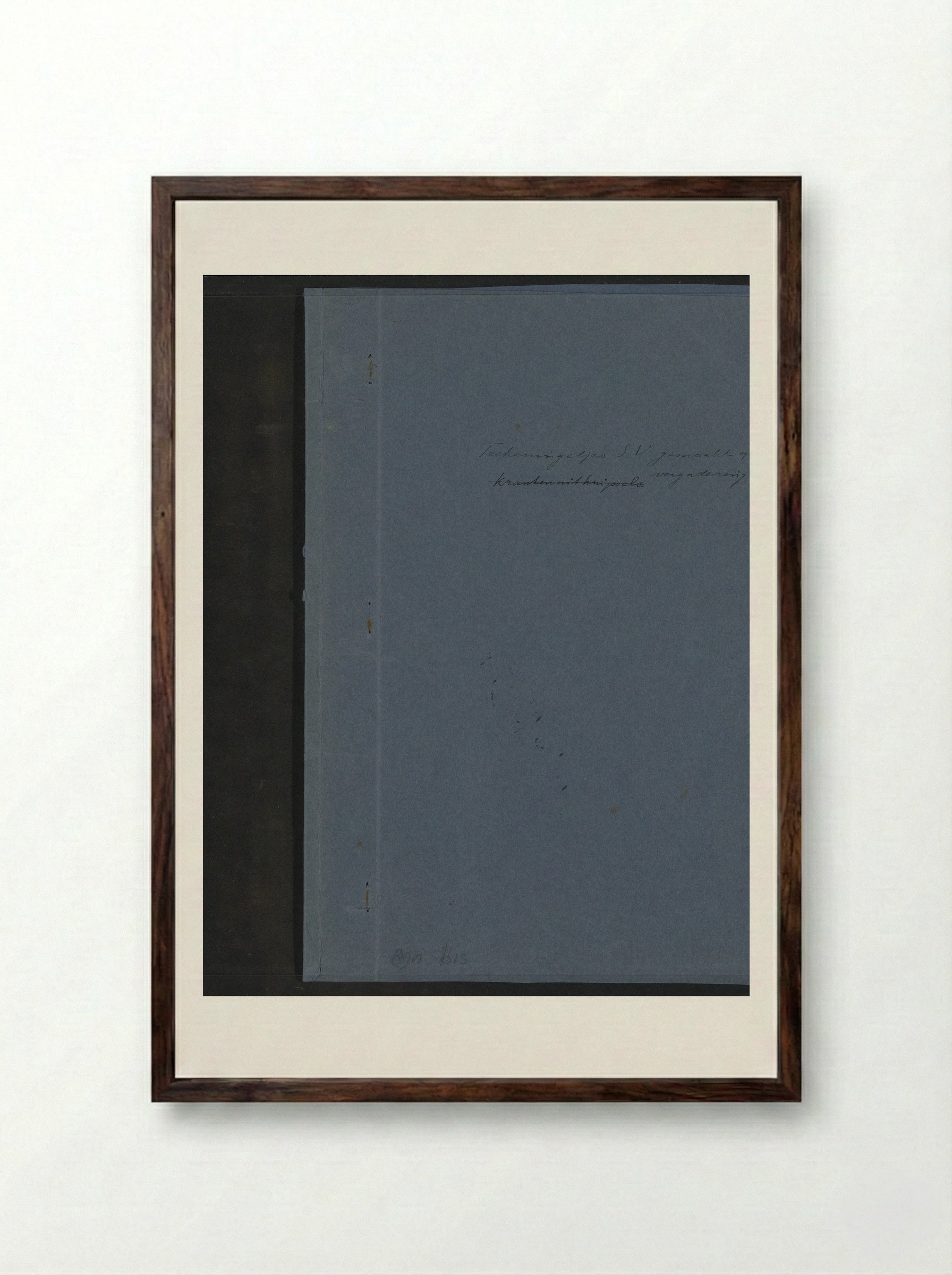 Blue Folder with Sketchbook Fragments and Documents - Jan Veth - Framed Print Dark Wood