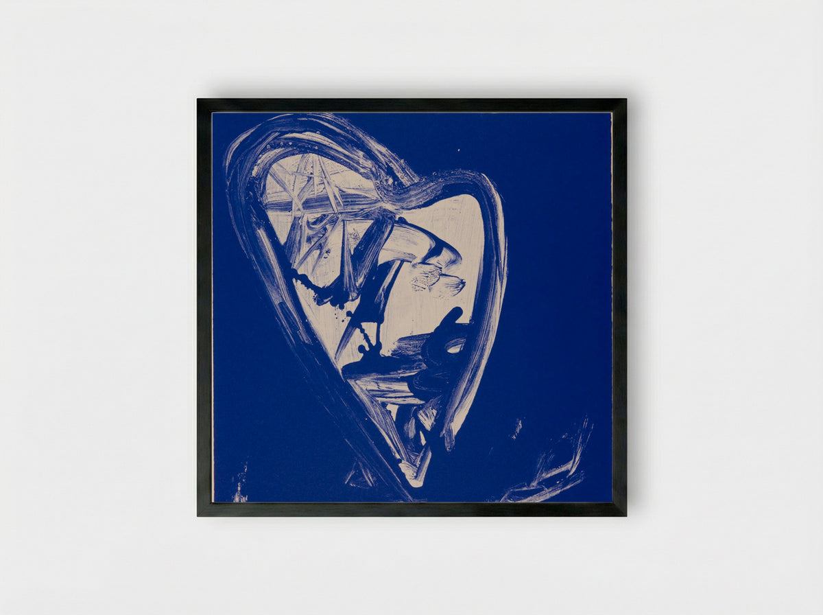 Blue Lithograph - John Dowell - Framed Print Black