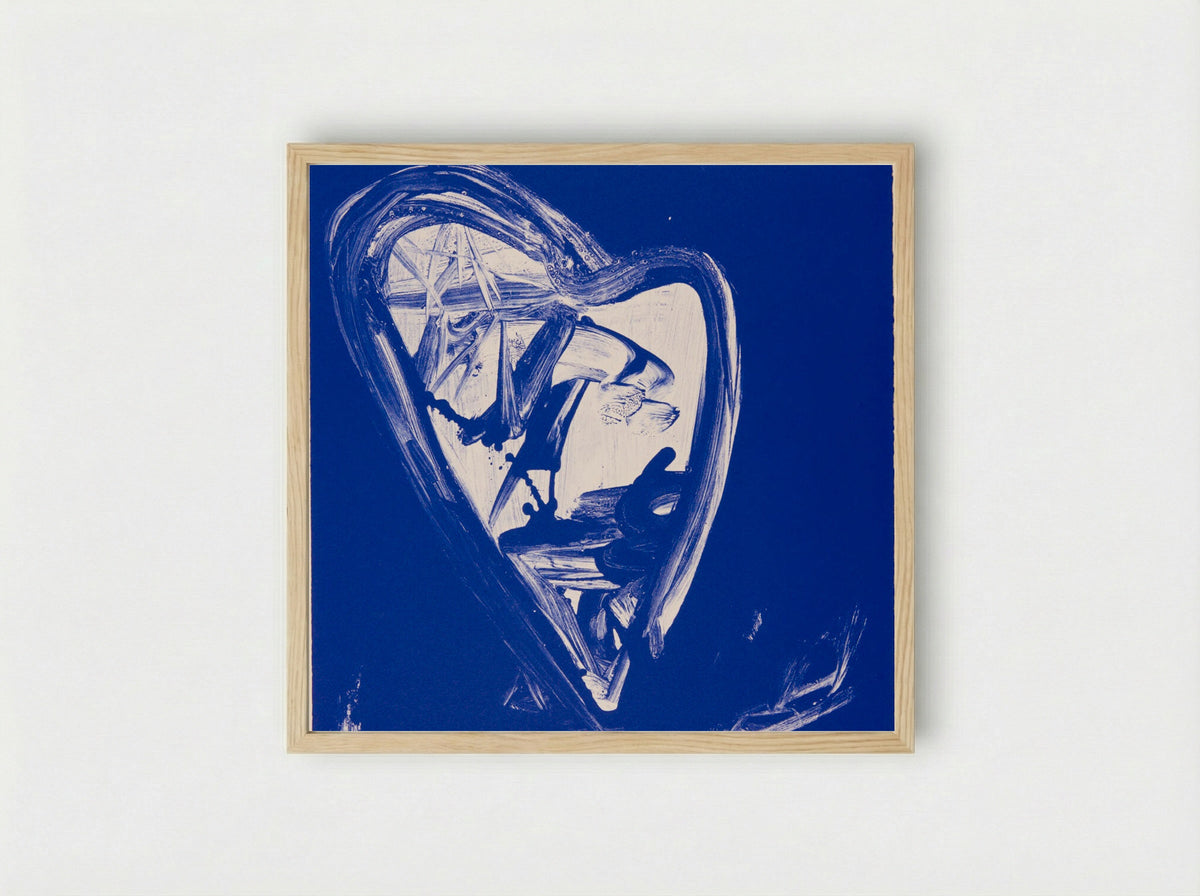 Blue Lithograph - John Dowell - Framed Print Wood