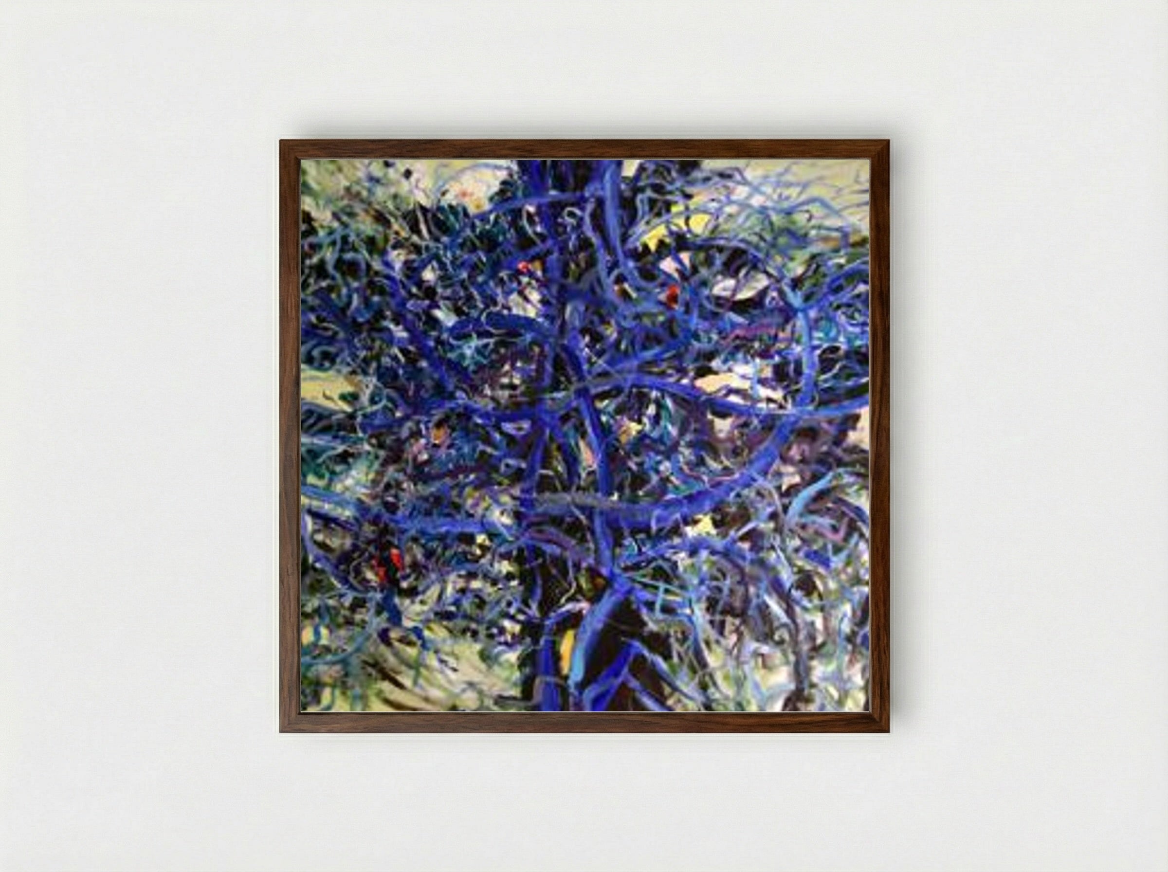 Blue Tree III - Romul Nutiu - Framed Print Dark Wood