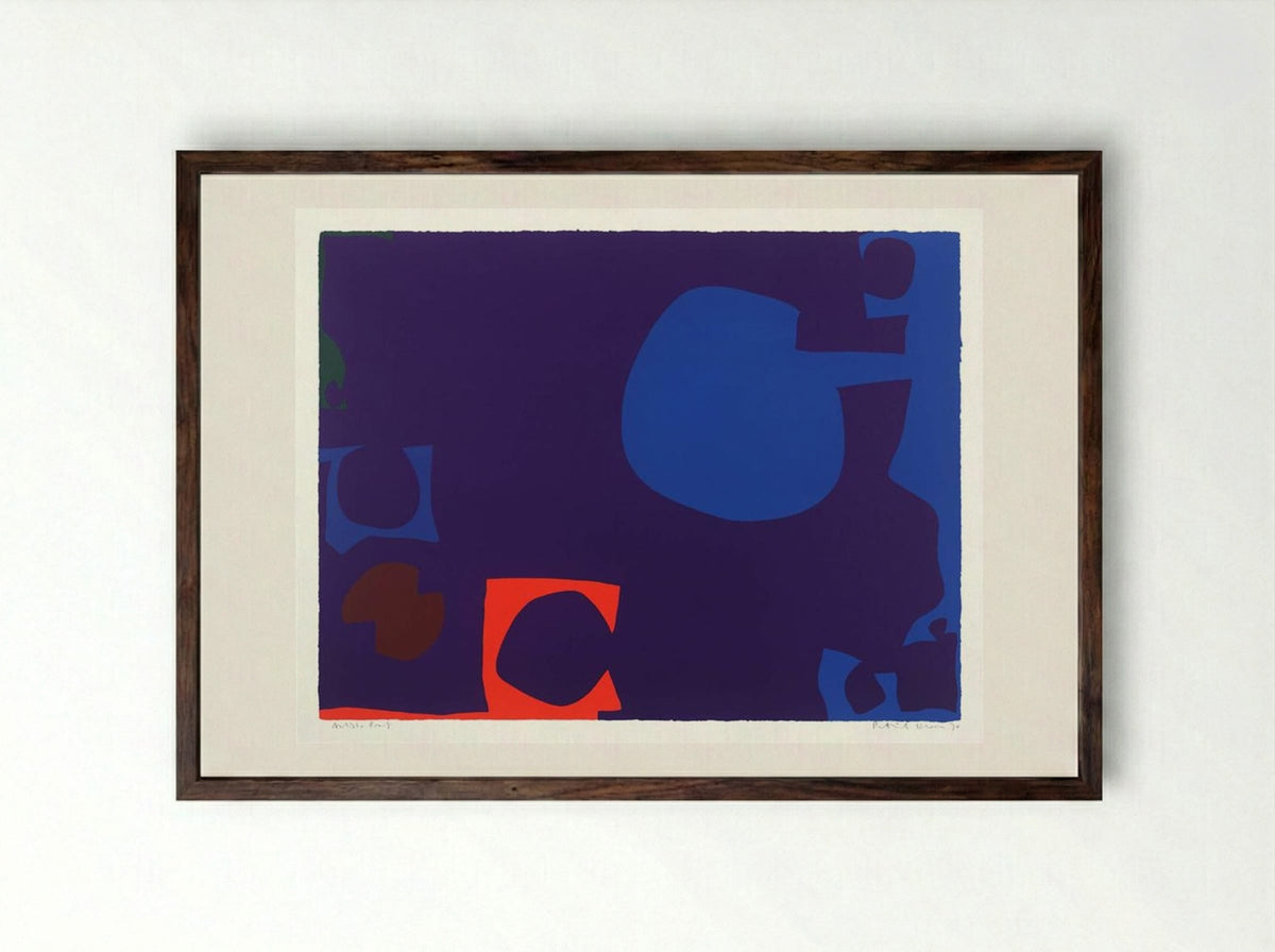 Blue and Deep Violet with Orange, Brown and Green - Patrick Heron - Framed Print Dark Wood