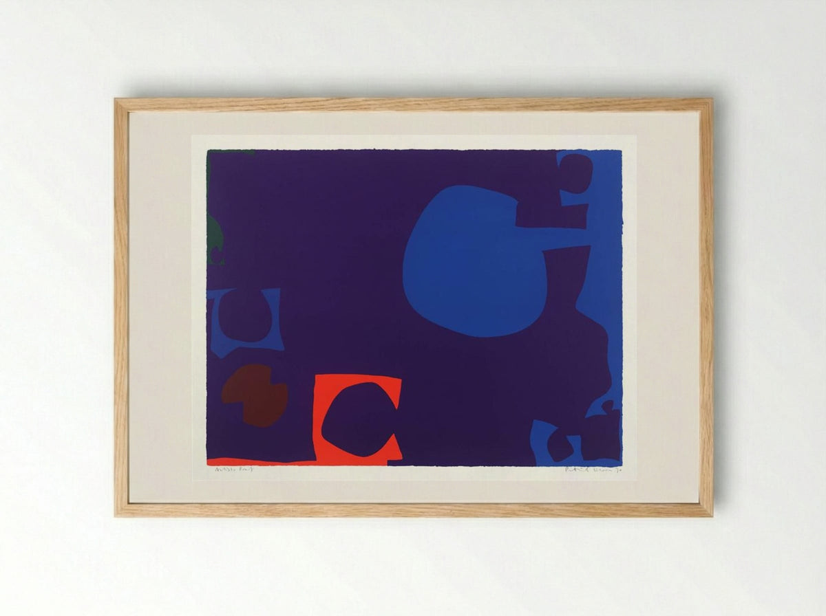 Blue and Deep Violet with Orange, Brown and Green - Patrick Heron - Framed Print Wood