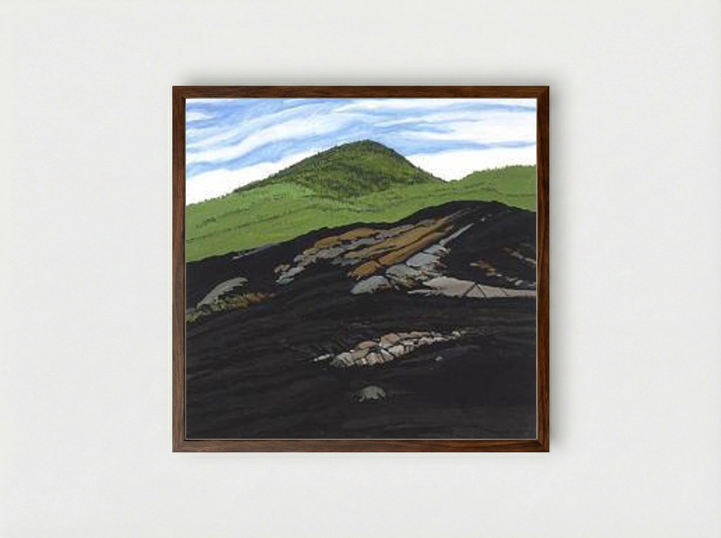 Blueberry Burn Morey's Hill - Neil Welliver - Framed Print Dark Wood