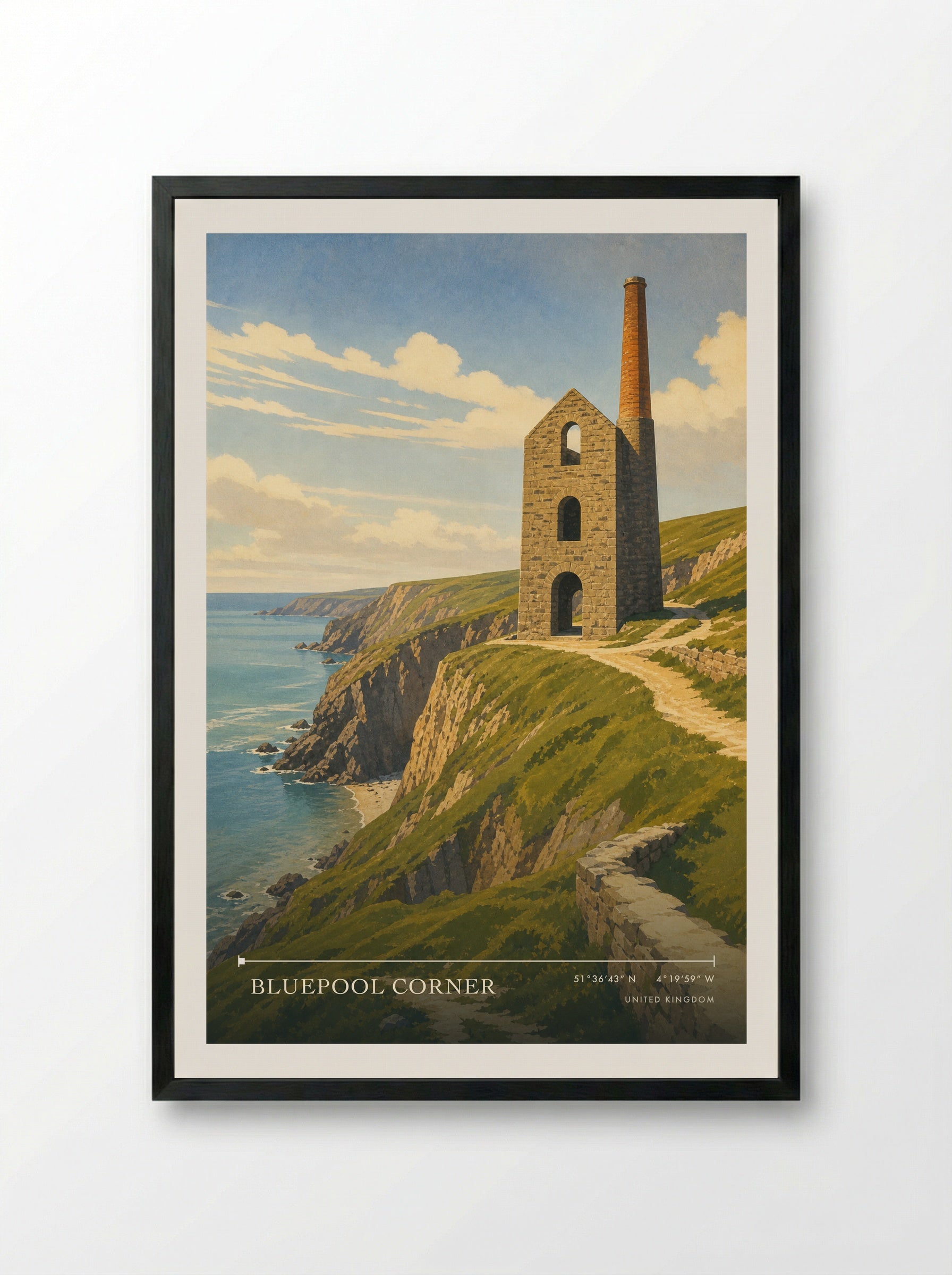 Bluepool Corner United Kingdom Travel Poster - Framed Print Black