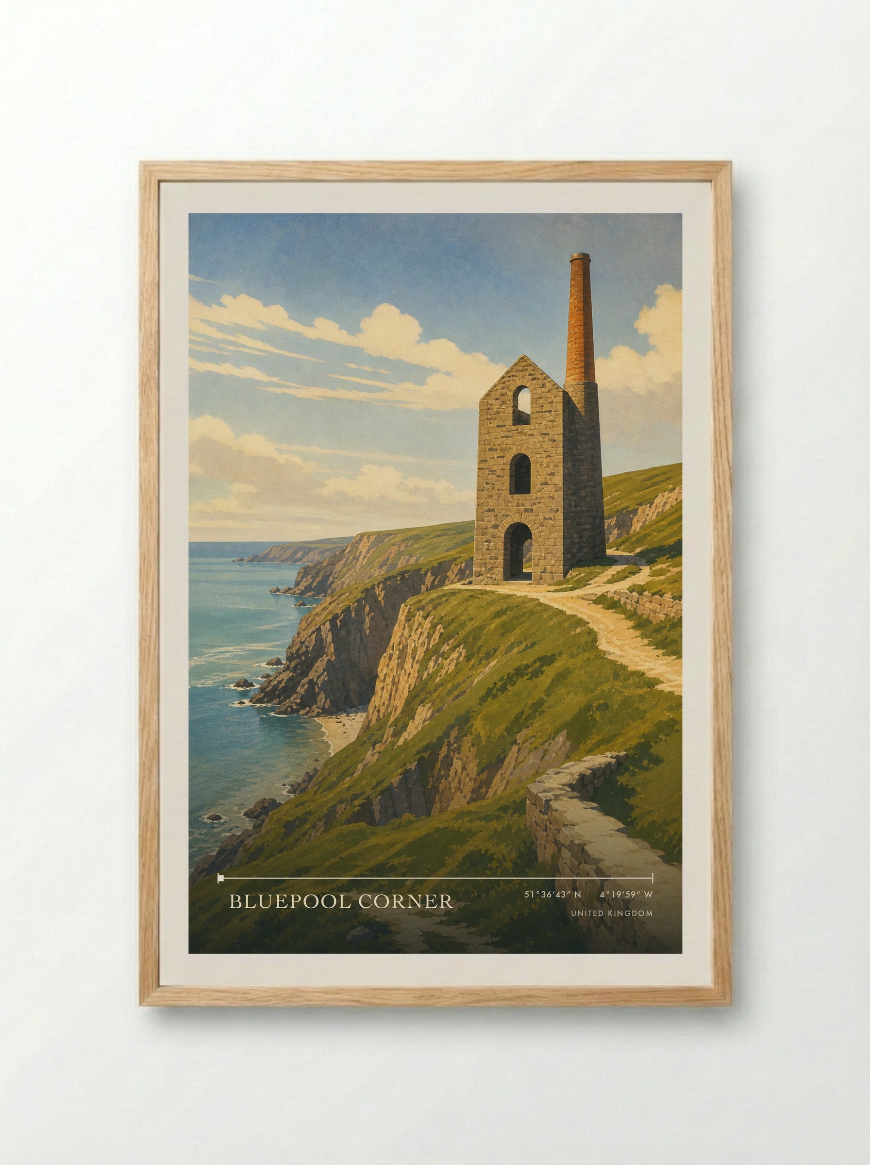 Bluepool Corner United Kingdom Travel Poster - Framed Print Wood