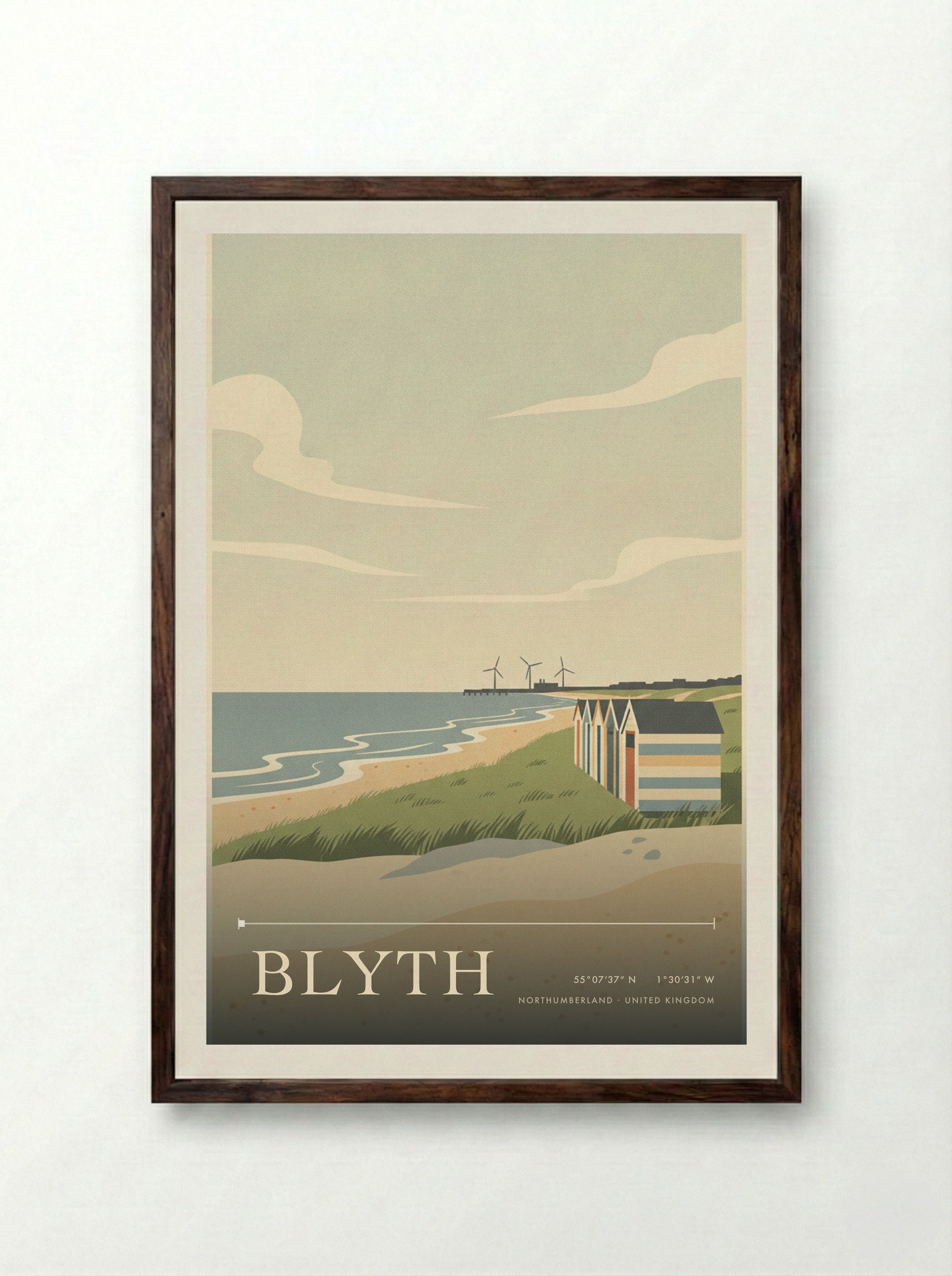 Blyth Northumberland United Kingdom Travel Poster - Framed Print Dark Wood