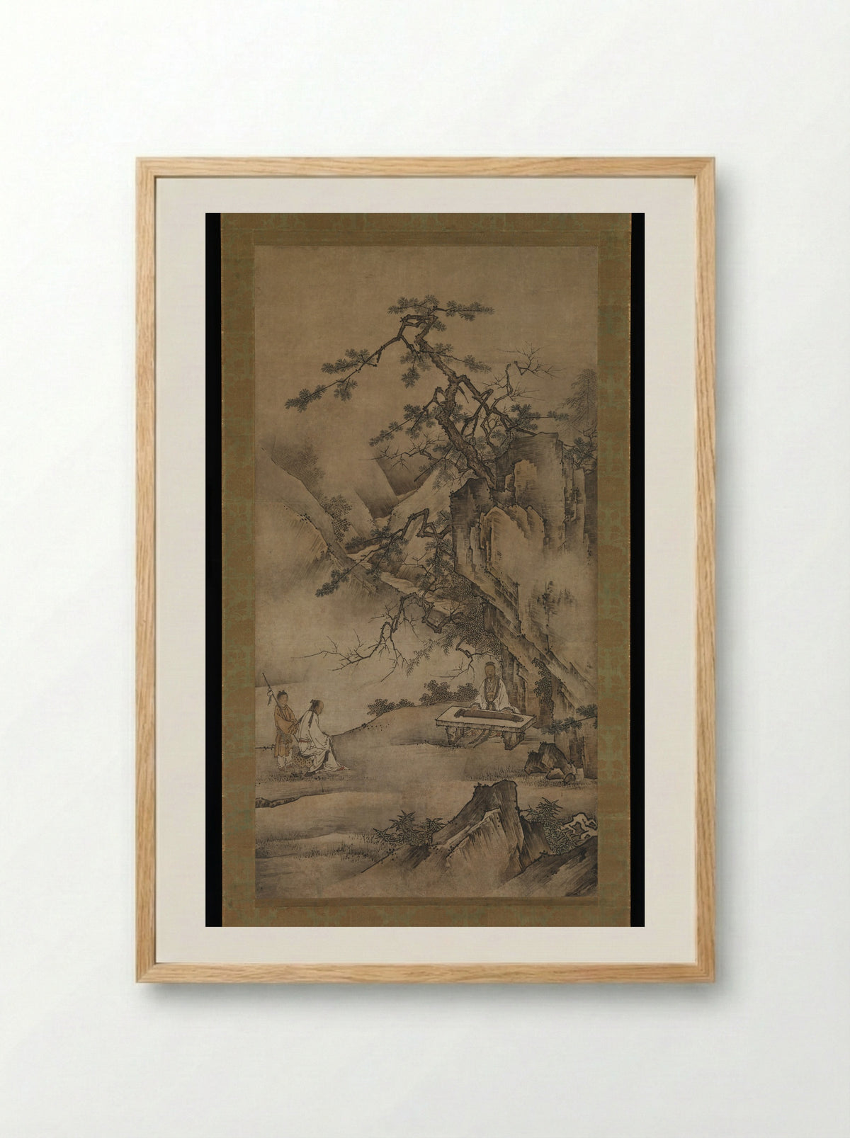 Bo Ya Plays the Qin as Zhong Ziqi Listens - Kano Motonobu - Framed Print Wood