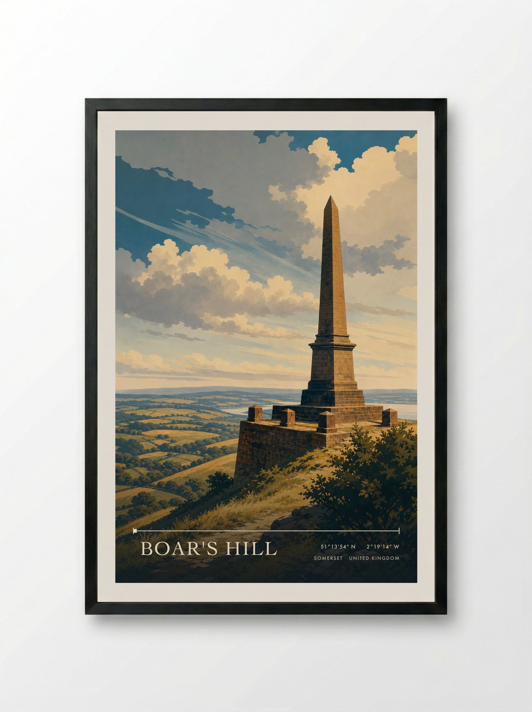 Boar's Hill Somerset United Kingdom Travel Poster - Framed Print Black
