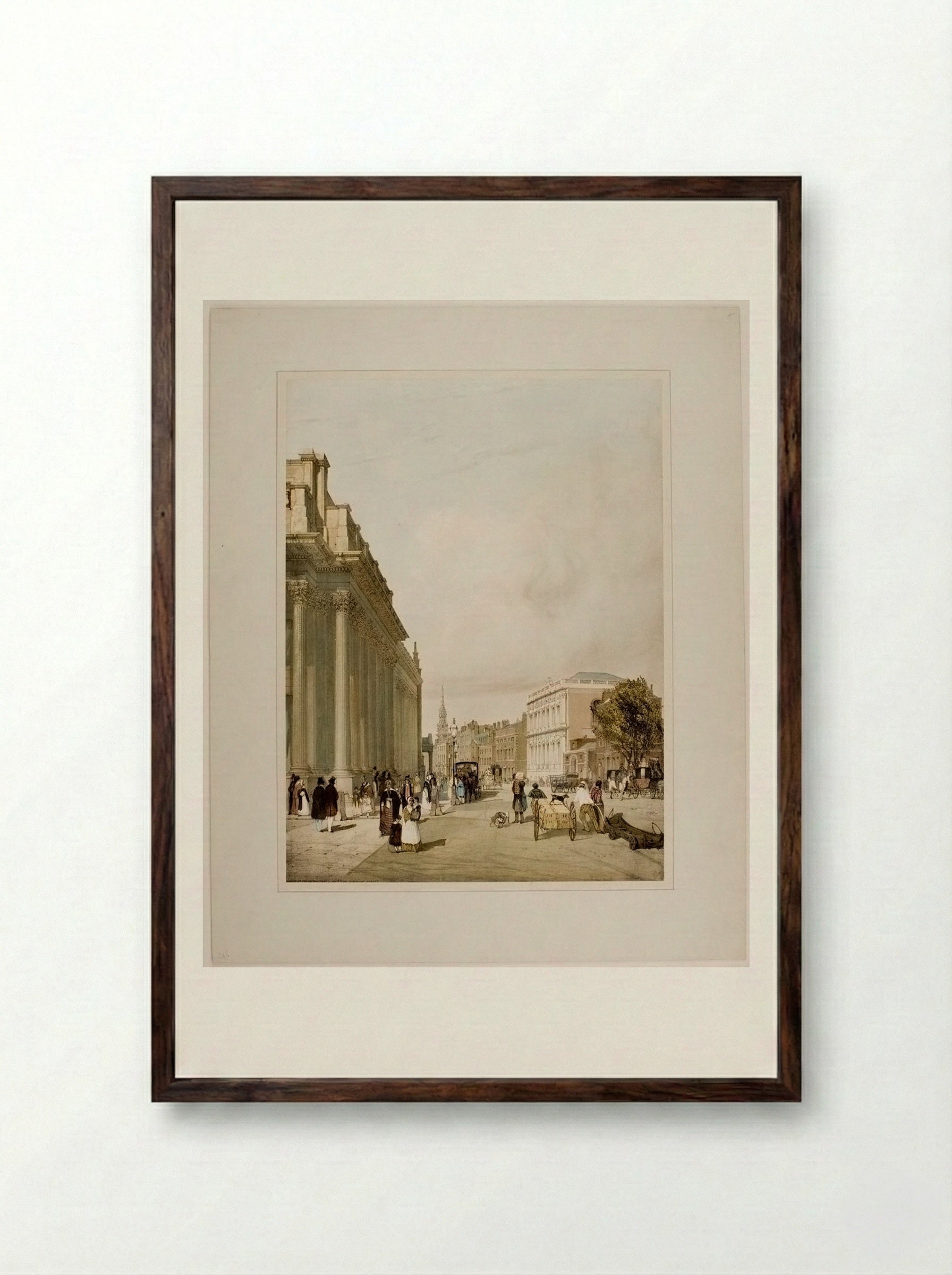 Board of Trade, Whitehall, etc... from Downing Street - Thomas Shotter Boys - Framed Print Dark Wood