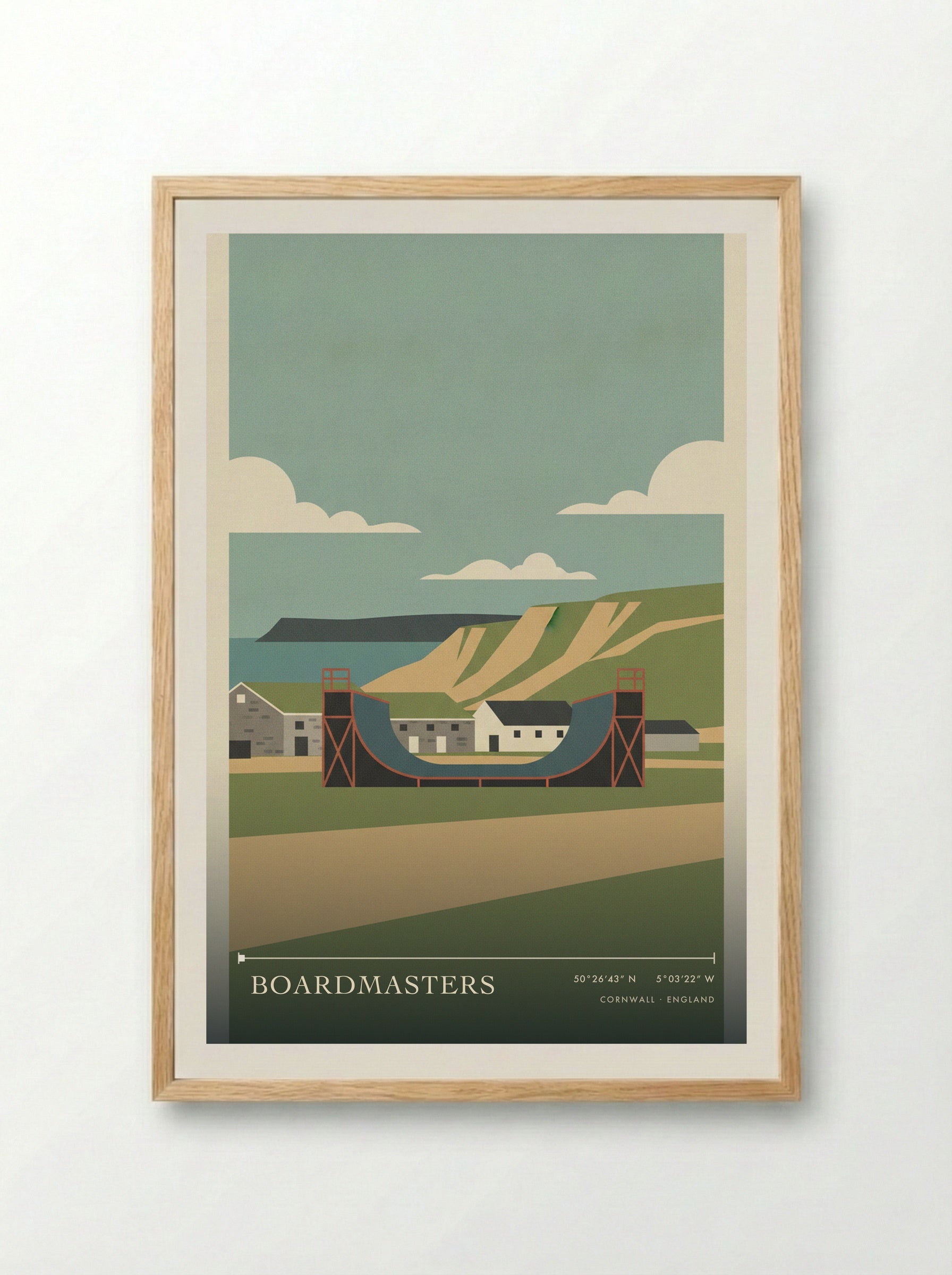 Boardmasters Cornwall England Travel Poster - Framed Print Wood