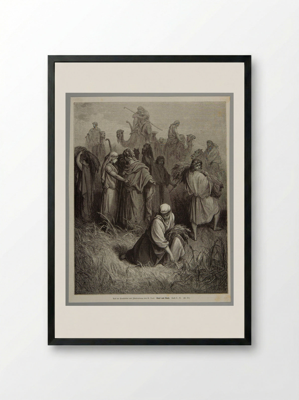Boas and Ruth - Adolph-François Pannemaker - Framed Print Black
